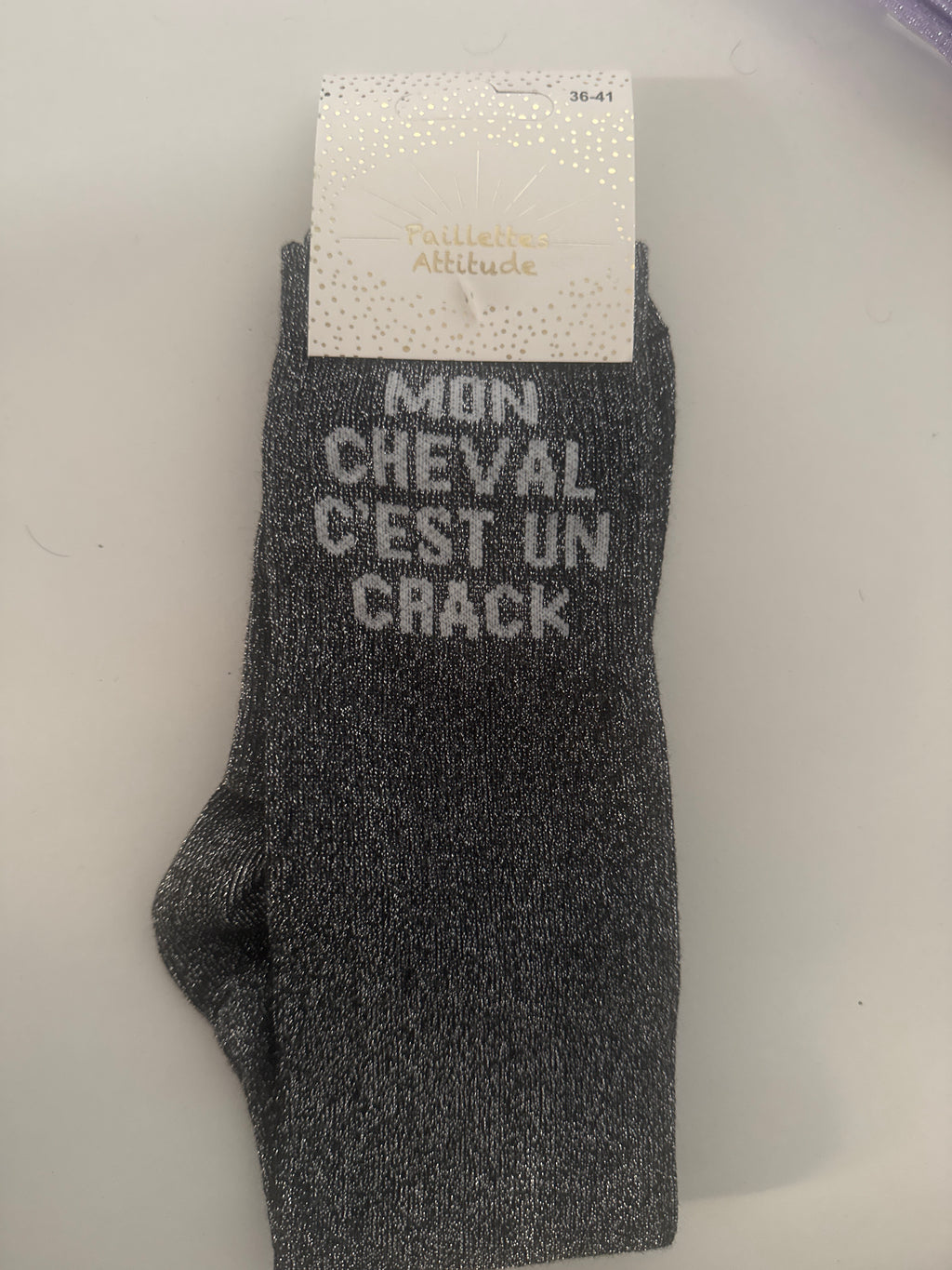 chaussette pailletée MON CHEVAL C’EST UN CRACK 36/41