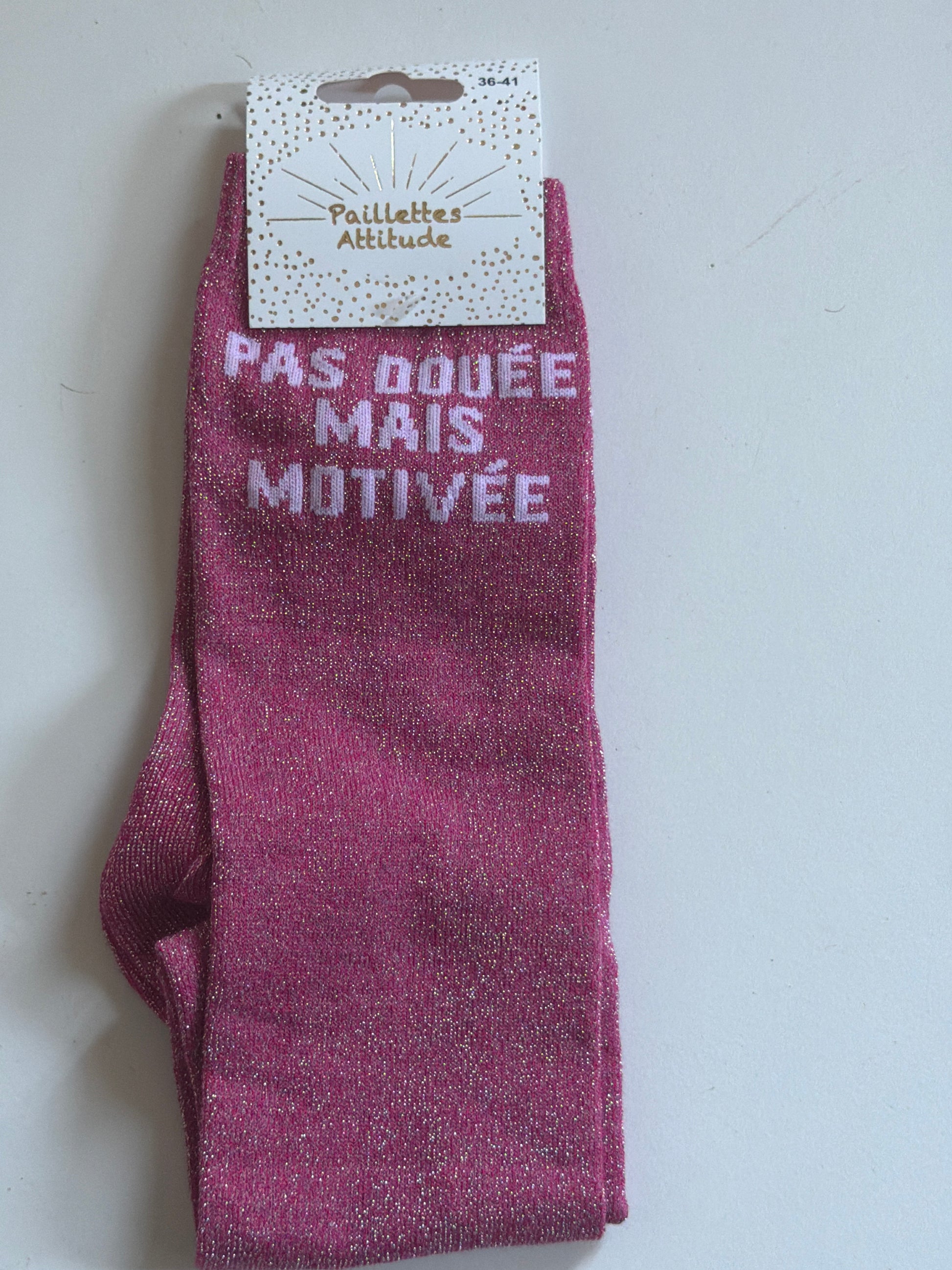 Chaussette pailletée équitation 36-41  PAS DOUÉE MAIS MOTIVÉE 