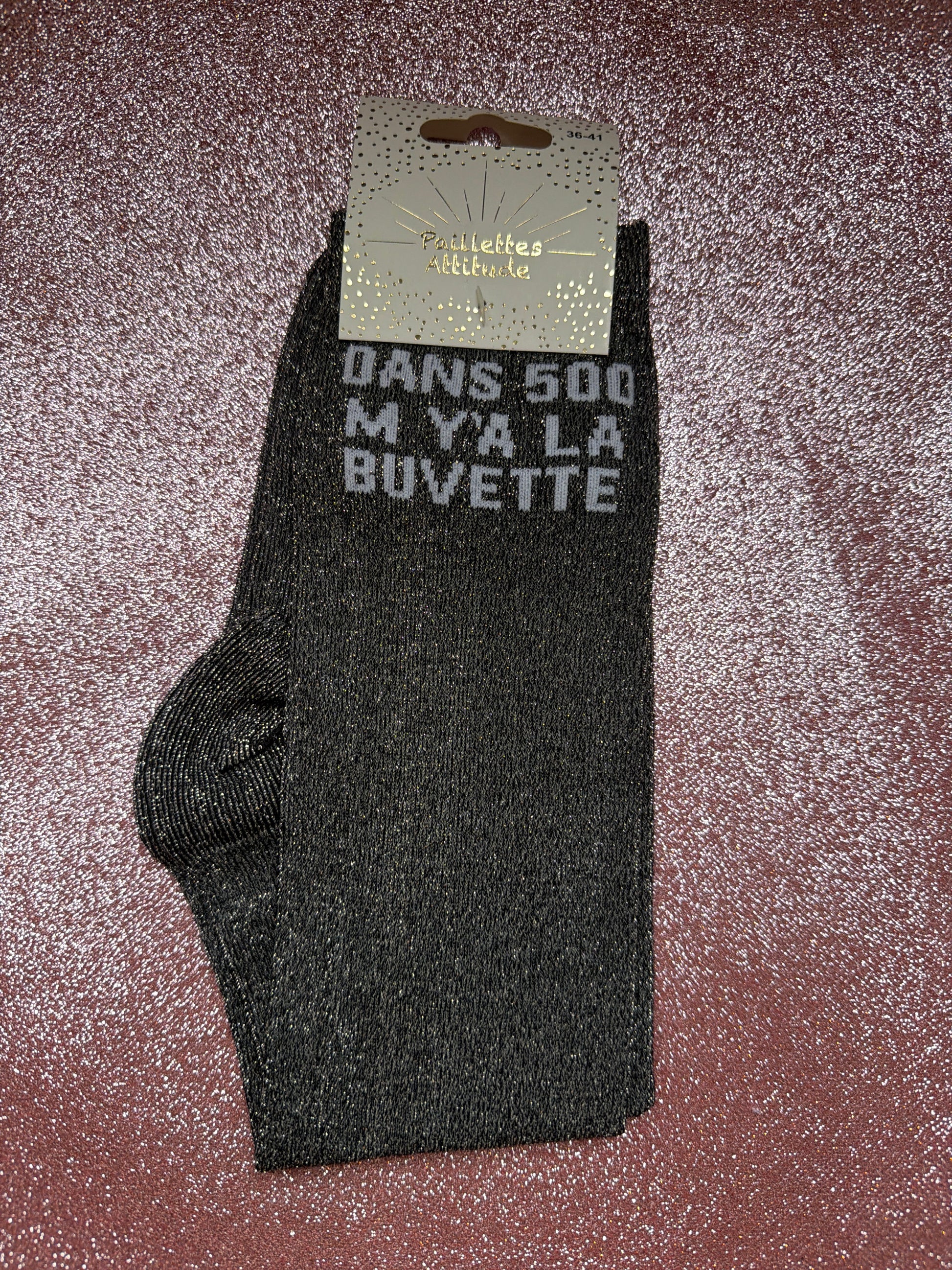 Chaussette équitation « dans 500 M y’a la buvette