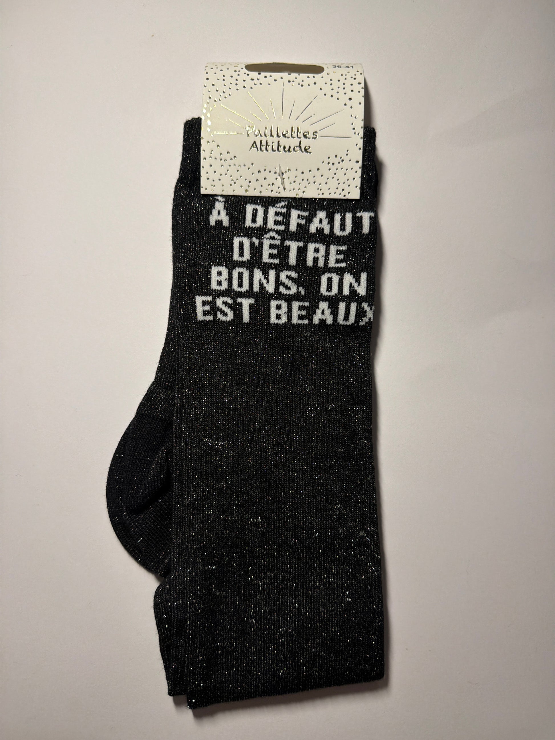 Chaussette pailletée équitation  36-41 À DÉFAUT D’ÊTRE BONS, ON EST BEAUX