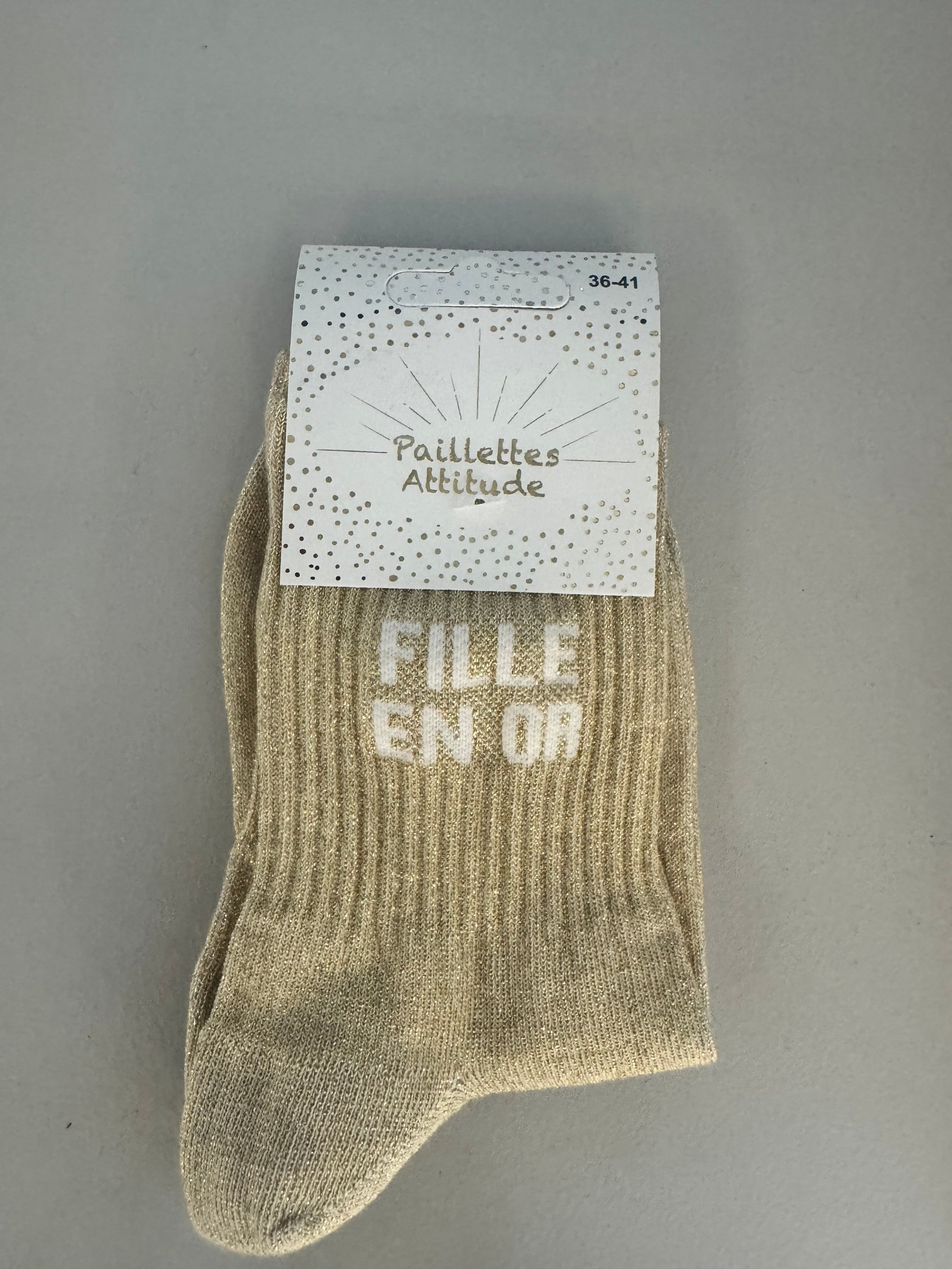 Chaussettes Pailletées – “Fille en Or” (36–41)