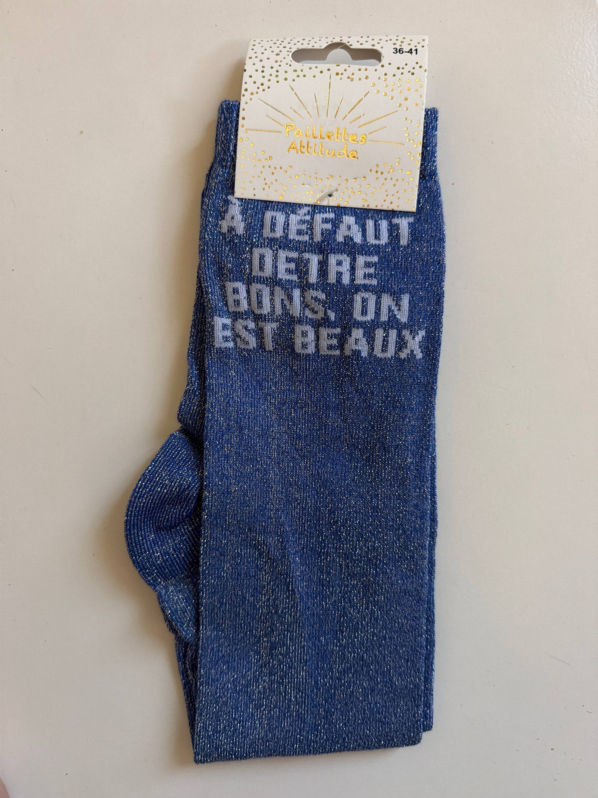 Chaussette pailletée équitation  36-41 À DÉFAUT D’ÊTRE BONS, ON EST BEAUX