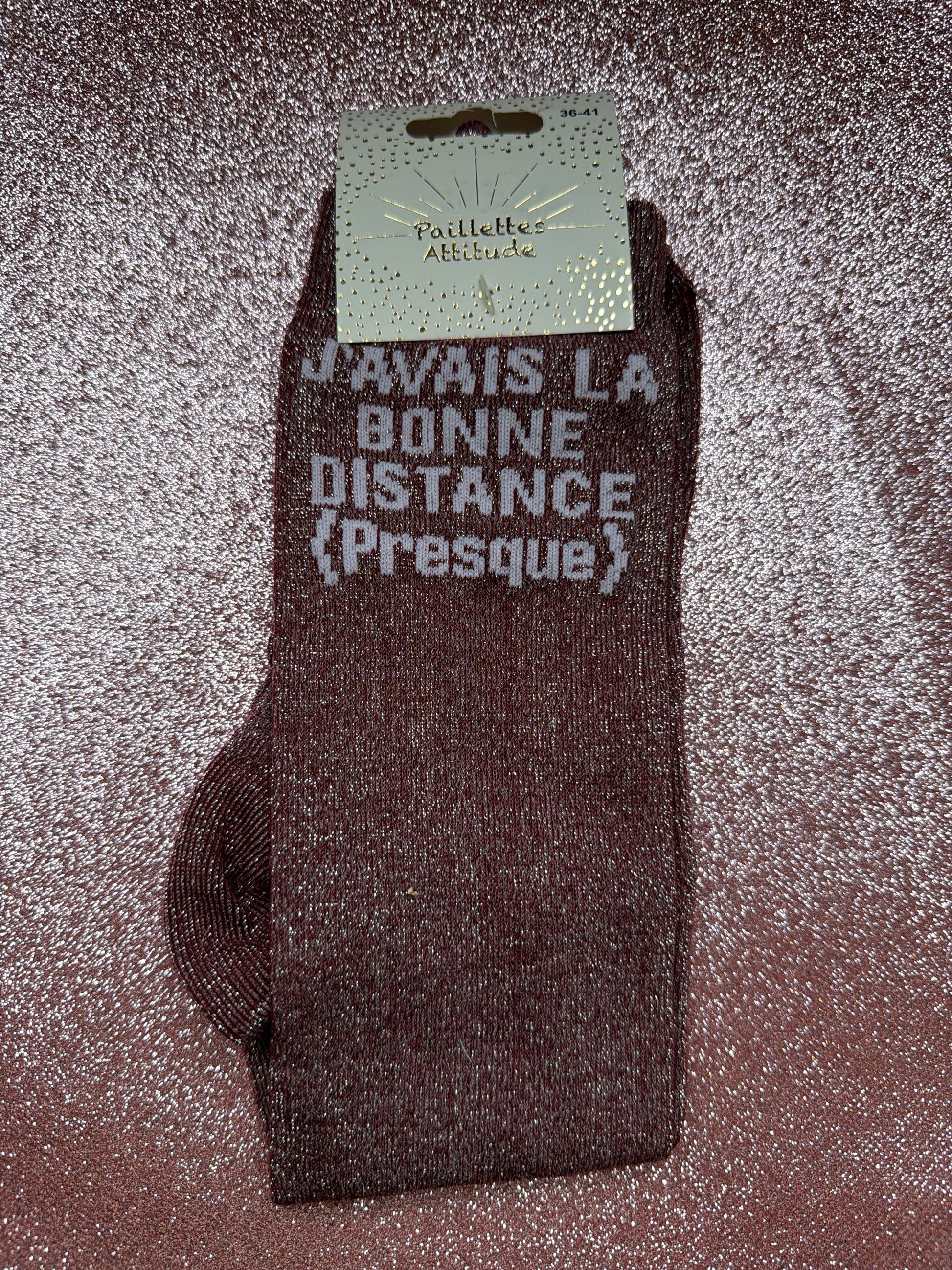 Chaussette pailletée équitation 36-41  J’AVAIS LA BONNE DISTANCE (PRESQUE) 
