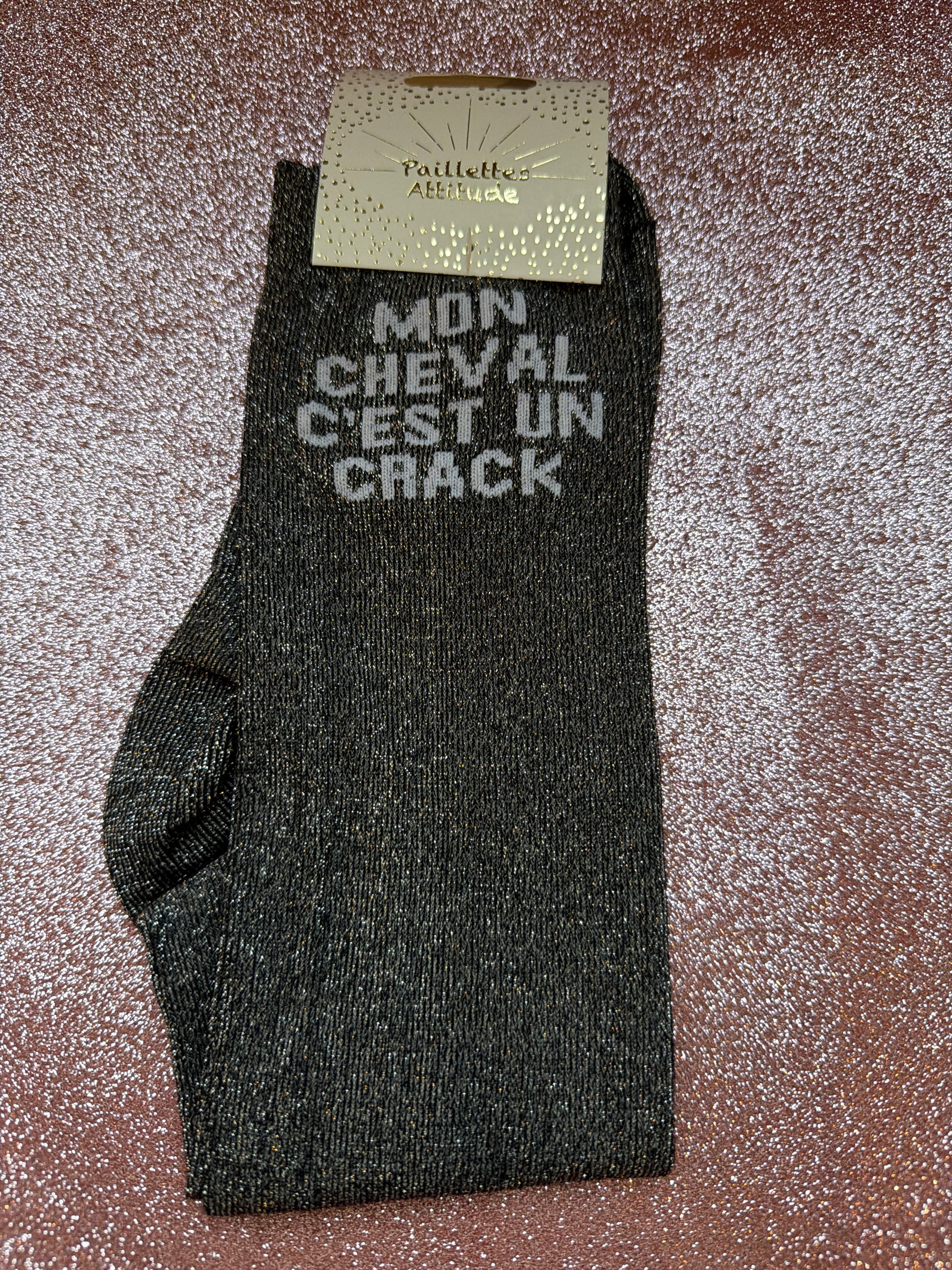 chaussette pailletée MON CHEVAL C’EST UN CRACK 36/41
