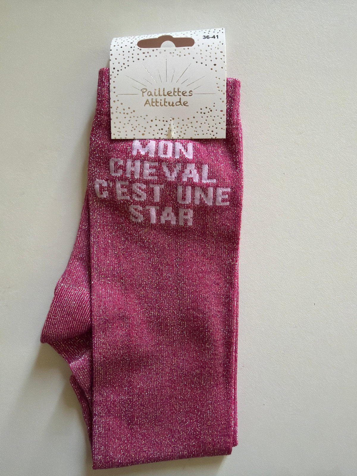 Chaussette équitation pailletée 36-41 MON CHEVAL C’EST UNE STAR