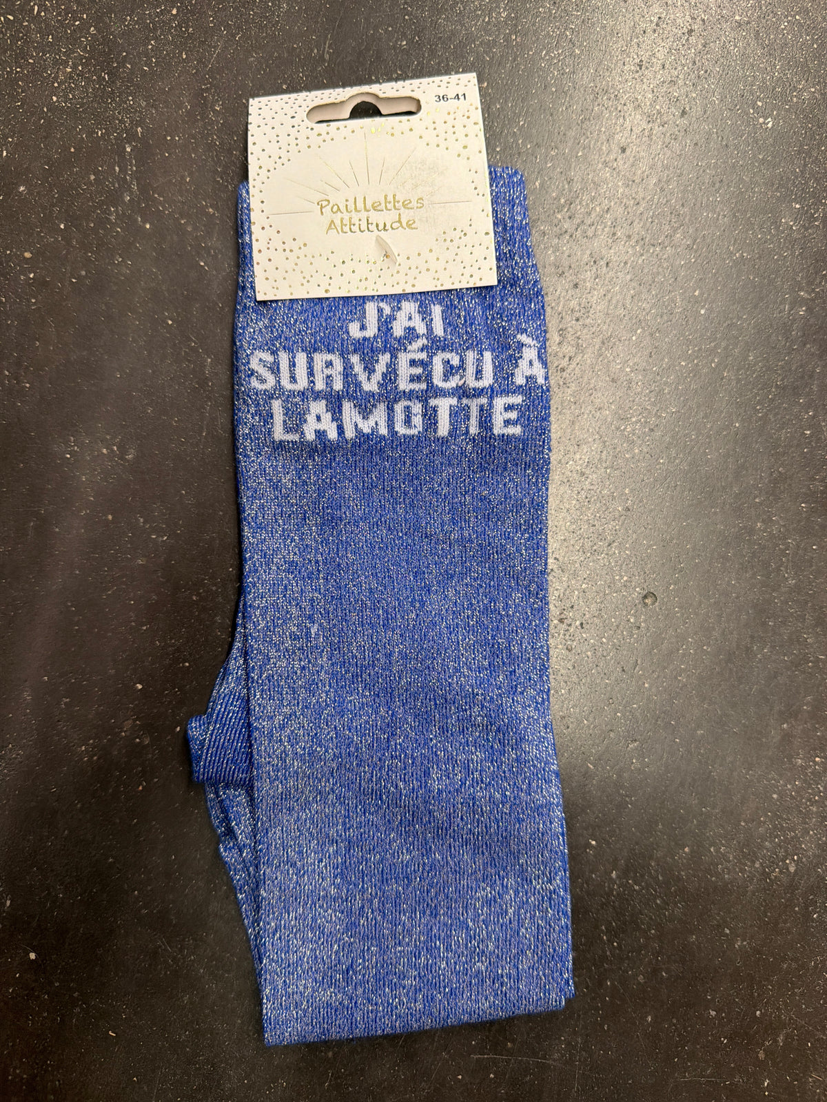 Chaussette pailletée équitation 36-41 J’AI SURVÉCU À LAMOTTE