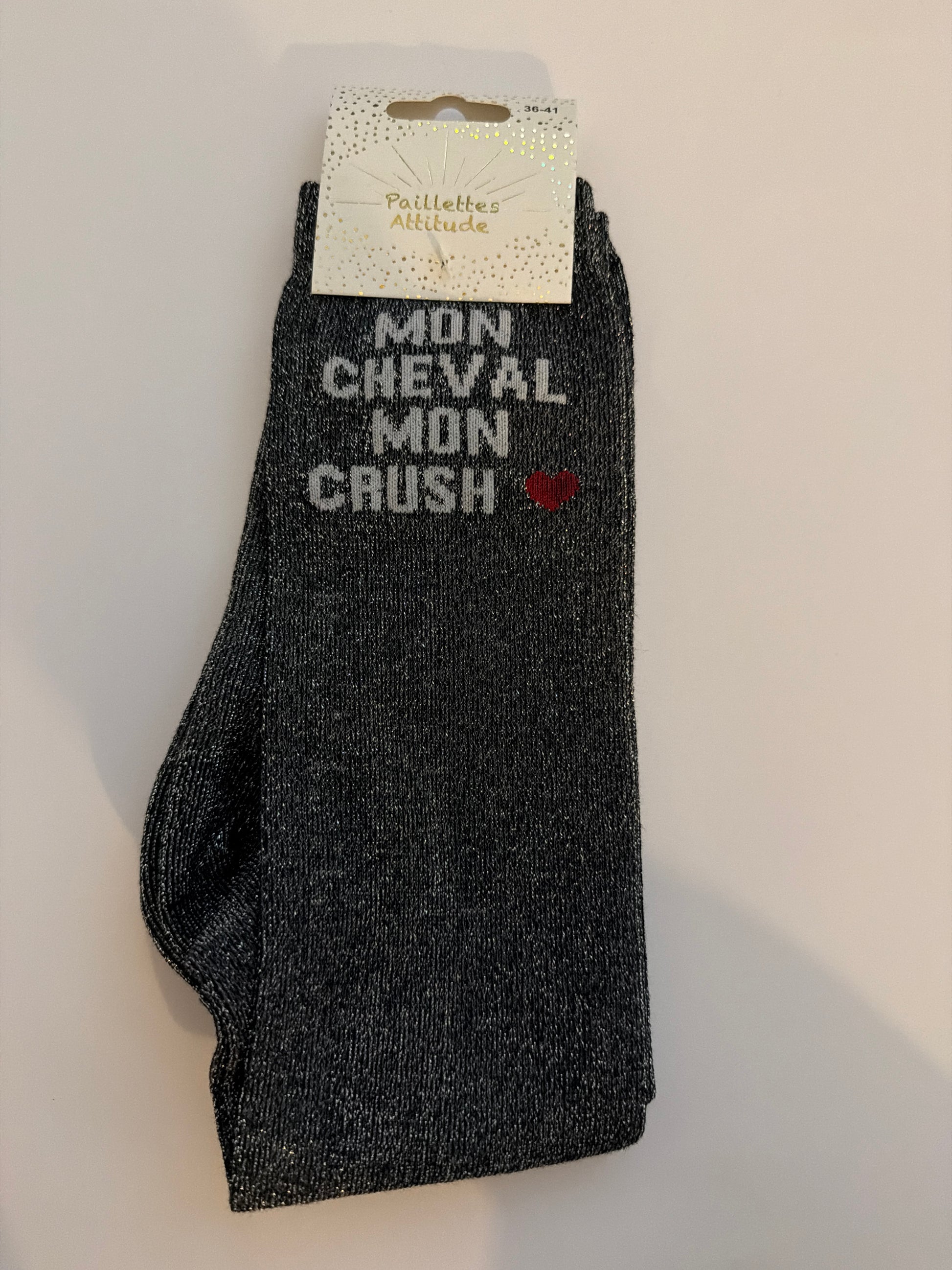 chaussette pailletée équitation 36-41 MON CHEVAL MON CRUSH ❤️