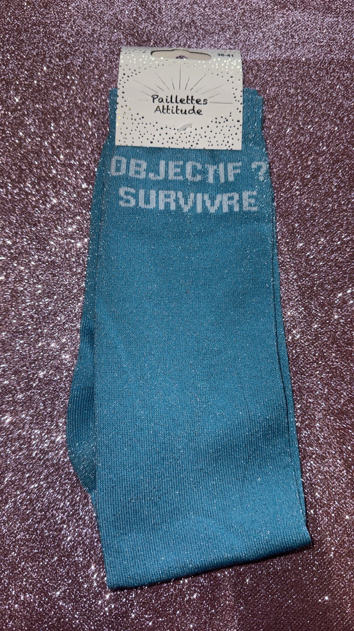Chaussette d’équitation pailletée 36/41 – Objectif ? Survivre