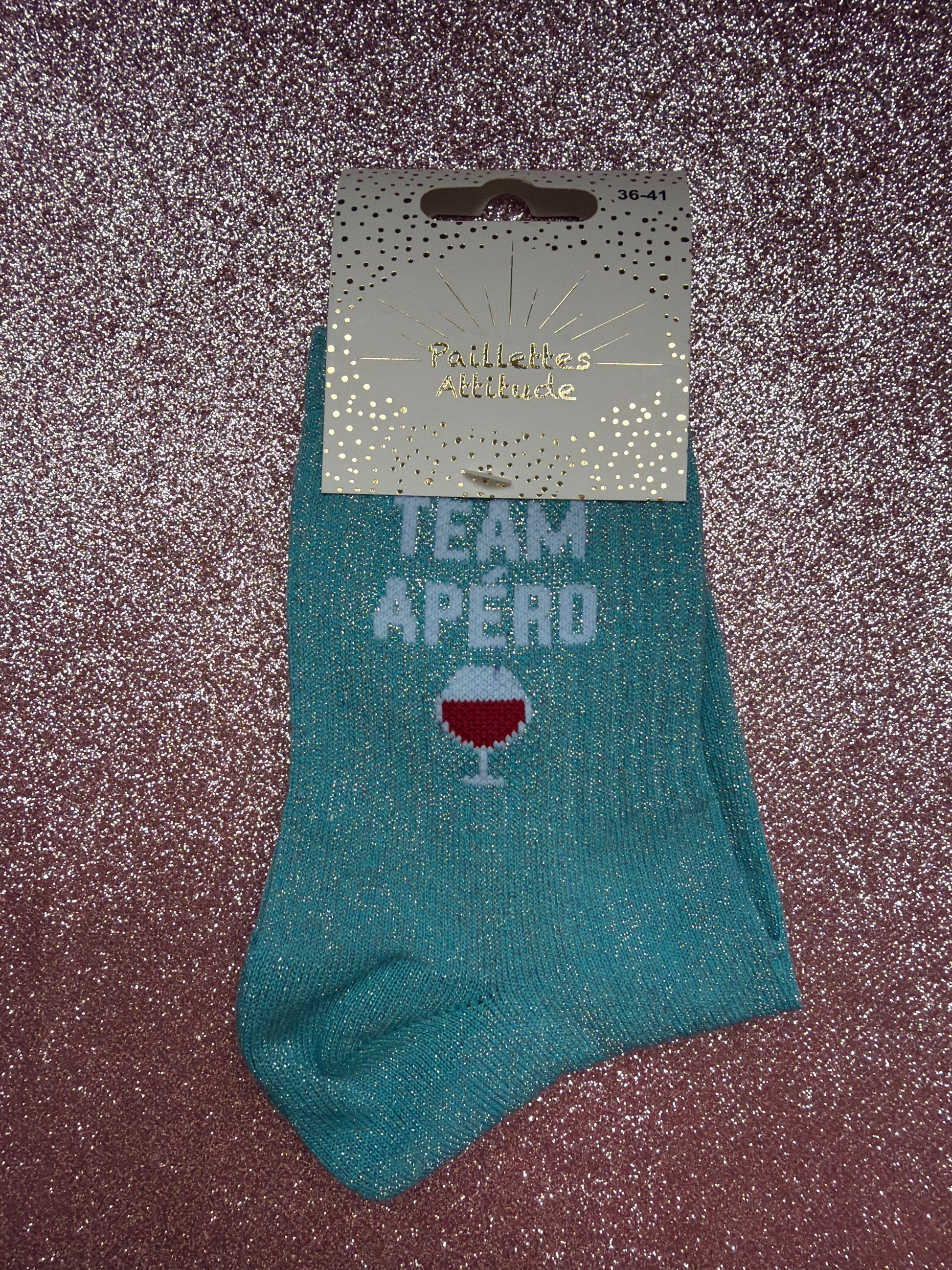Chaussette de ville pailletée TEAM APÉRO 🍷 36/41