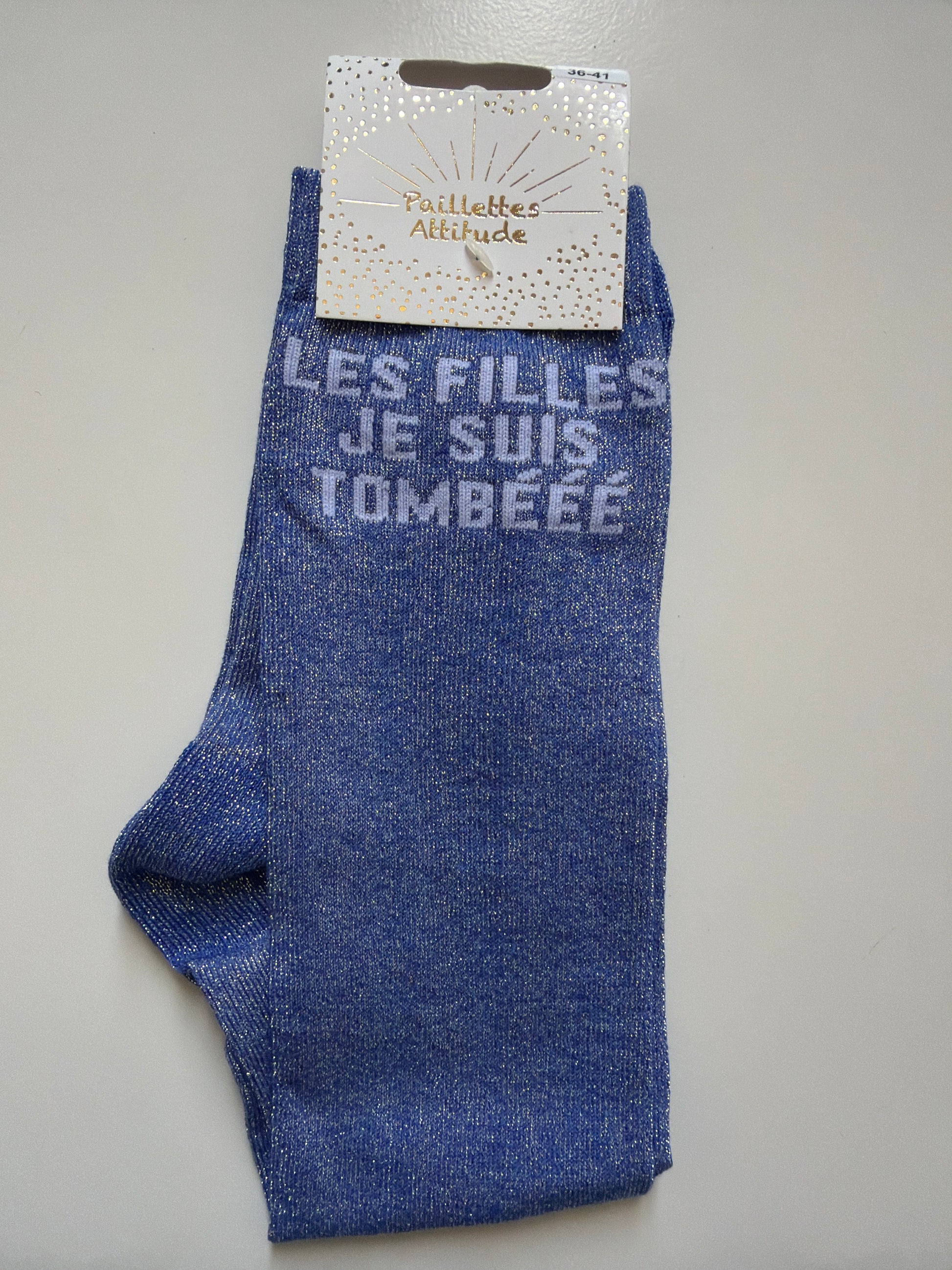 Chaussette pailletée équitation 36-41 LES FILLES JE SUIS TOMBÉÉÉ