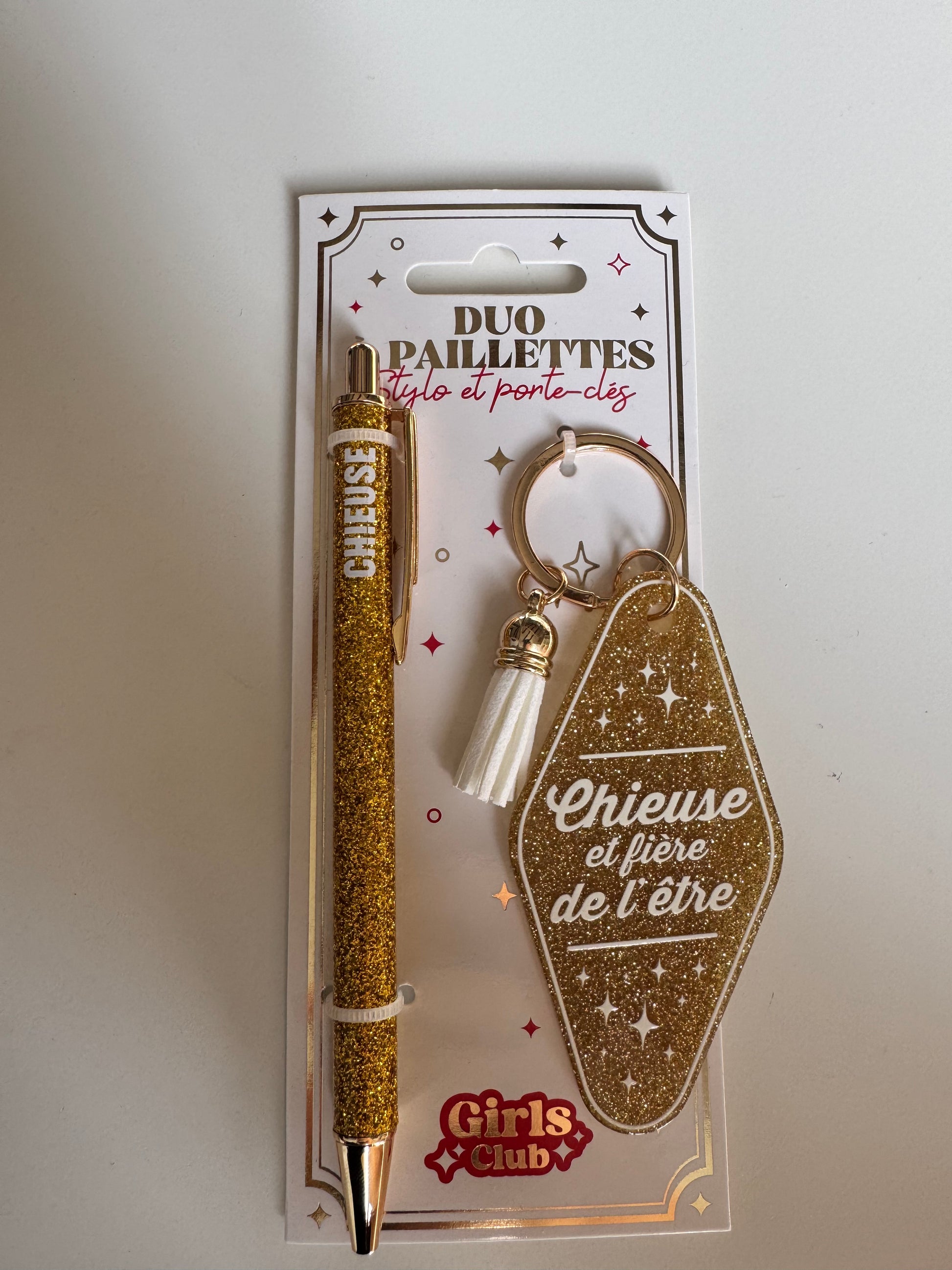 ✨ Duo Paillettes – Stylo & Porte-Clés ✨