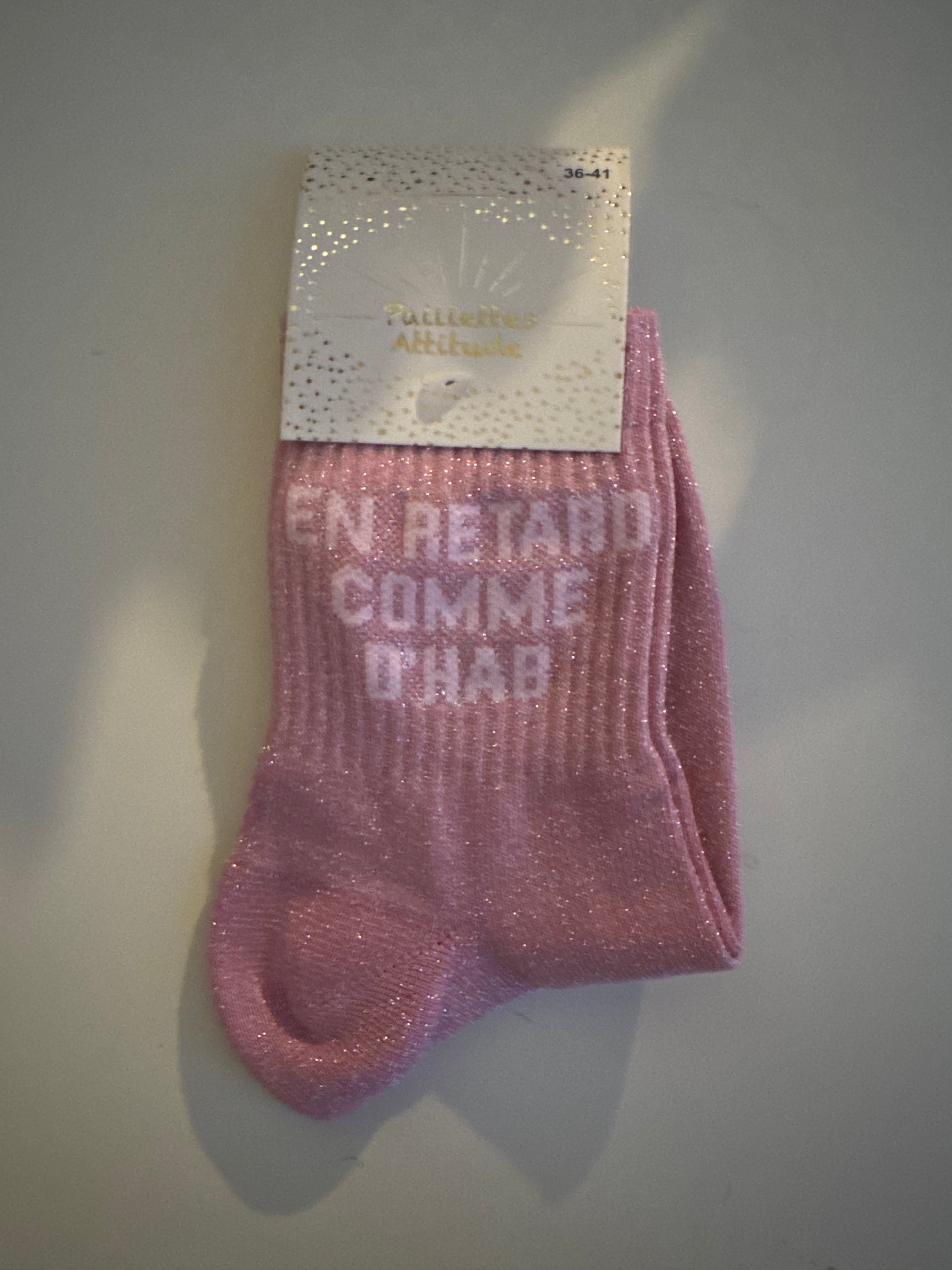 Chaussettes “En retard comme d’hab” – Taille 36/41 ✨