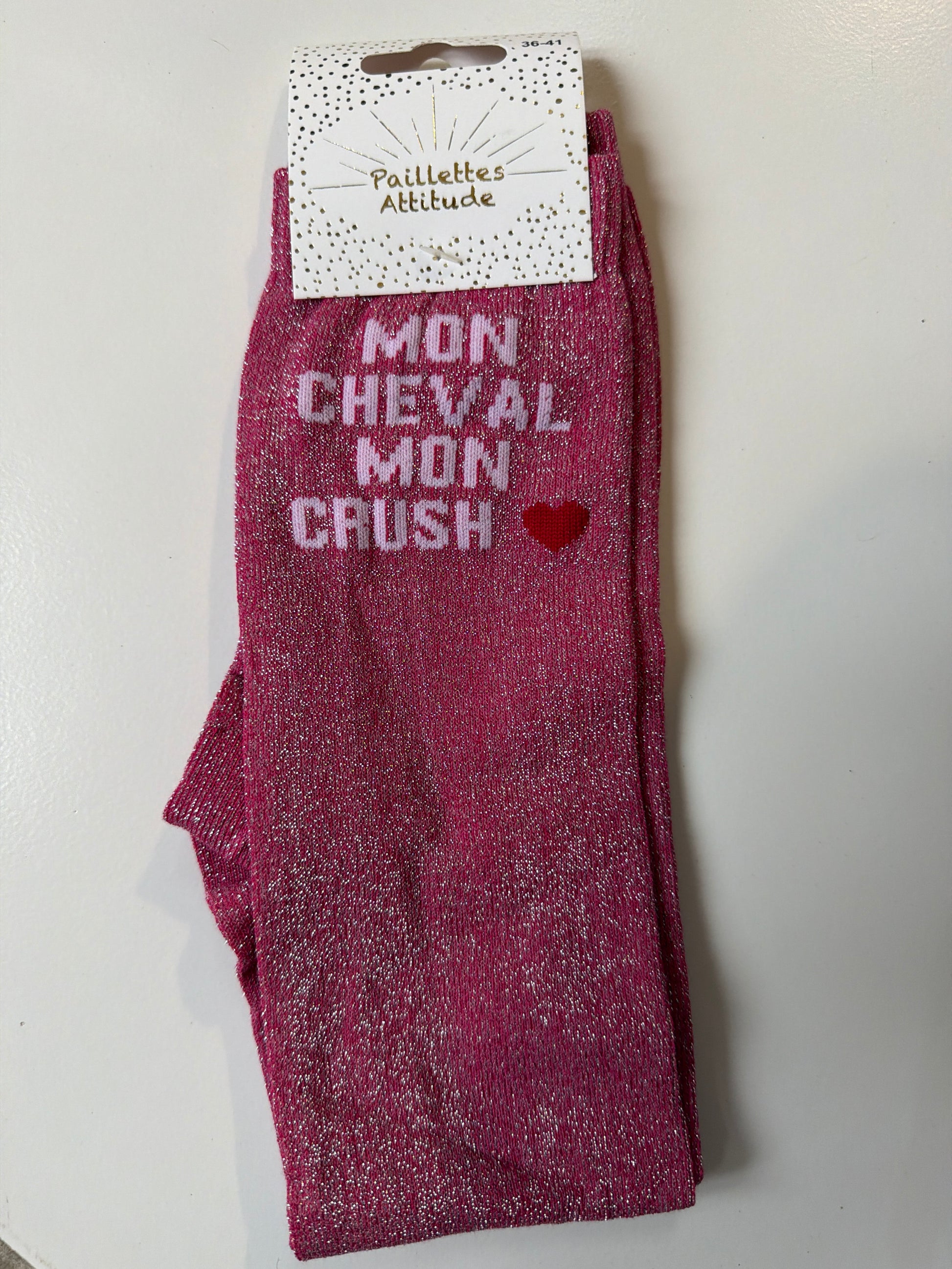 chaussette pailletée équitation 36-41 MON CHEVAL MON CRUSH ❤️