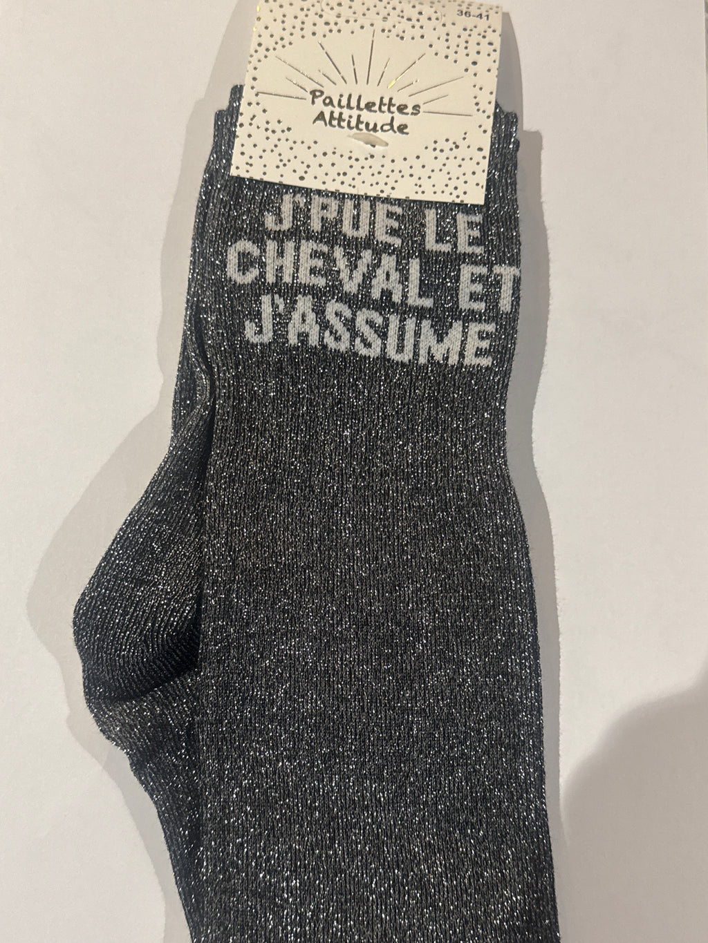 chaussette pailletée équitation J’PUE LE CHEVAL ET J’ASSUME 36/41