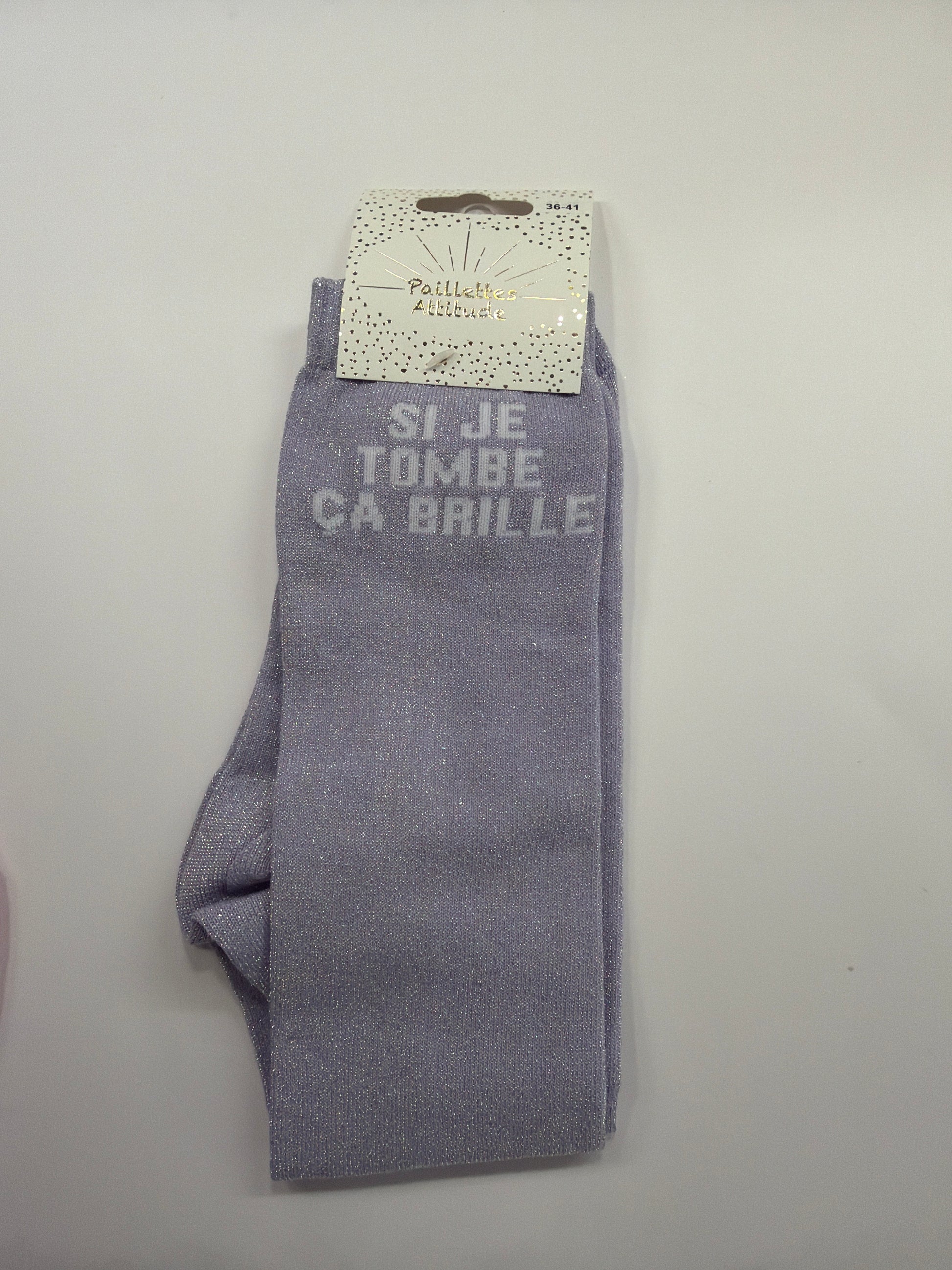 Chaussette pailletée équitation 36-41 SI JE TOMBE ÇA BRILLE