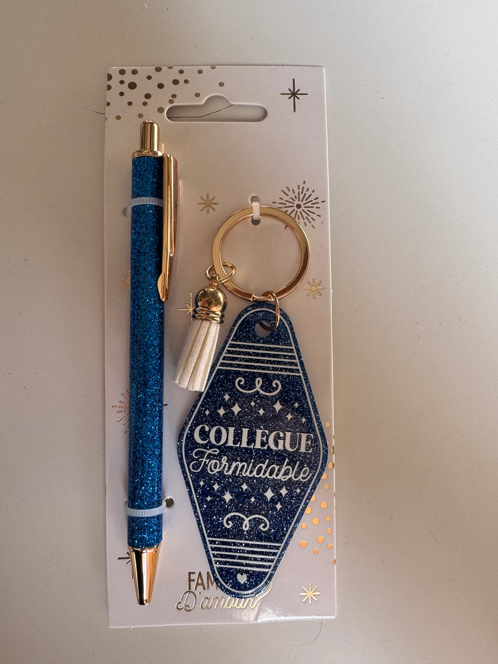 ✨ Duo Paillettes – Stylo & Porte-Clés ✨