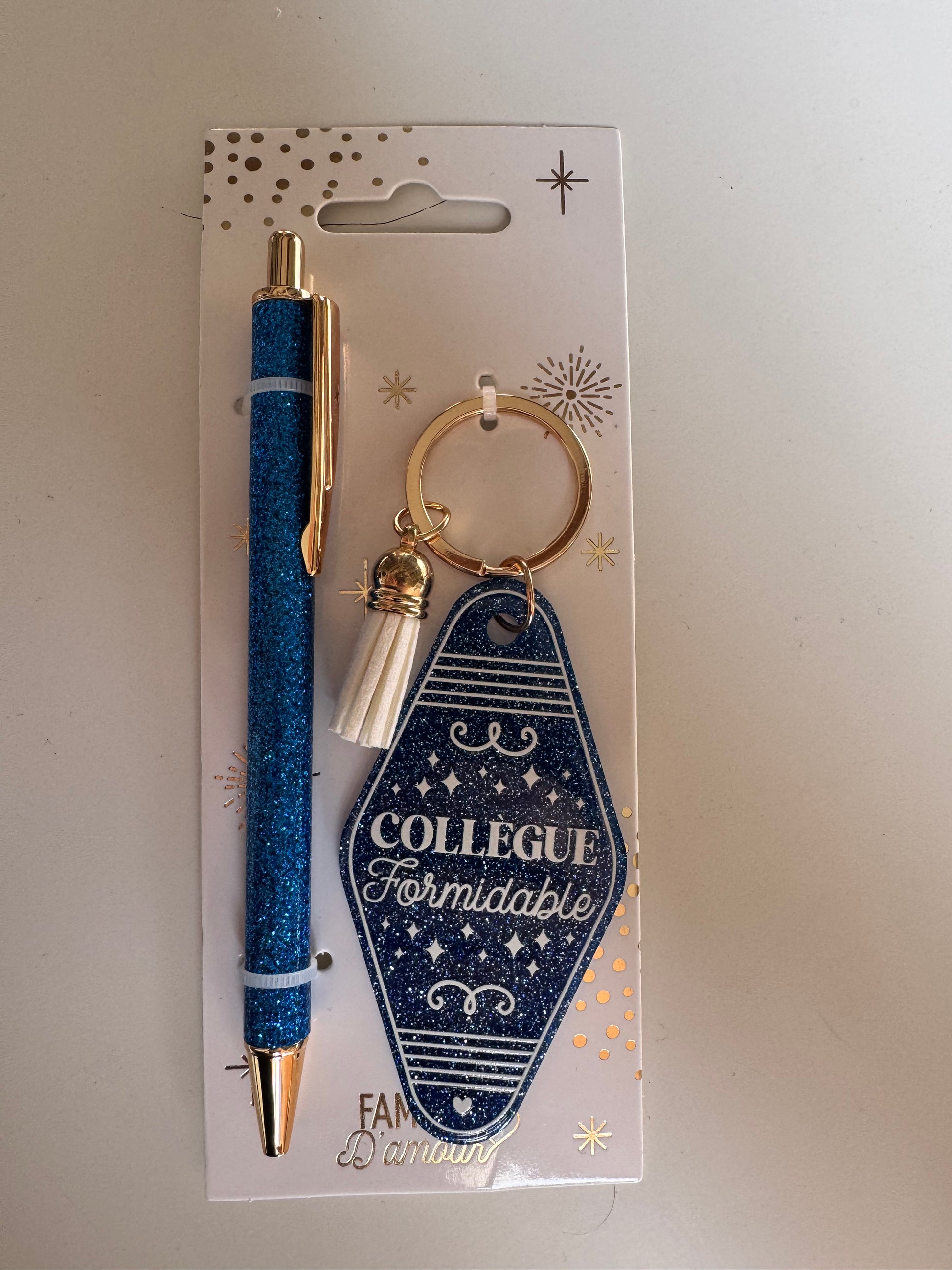 ✨ Duo Paillettes – Stylo & Porte-Clés ✨