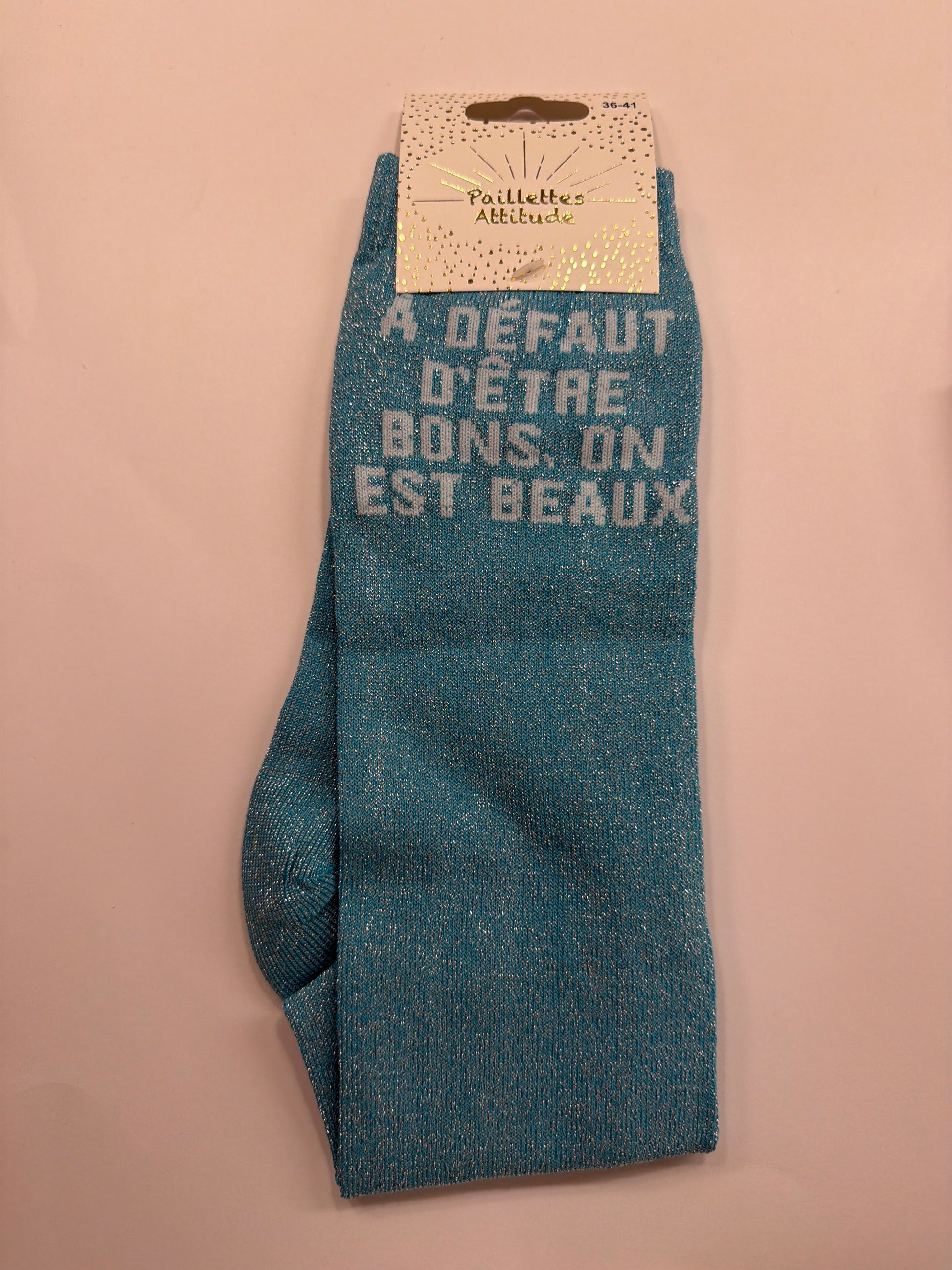 Chaussette pailletée équitation  36-41 À DÉFAUT D’ÊTRE BONS, ON EST BEAUX