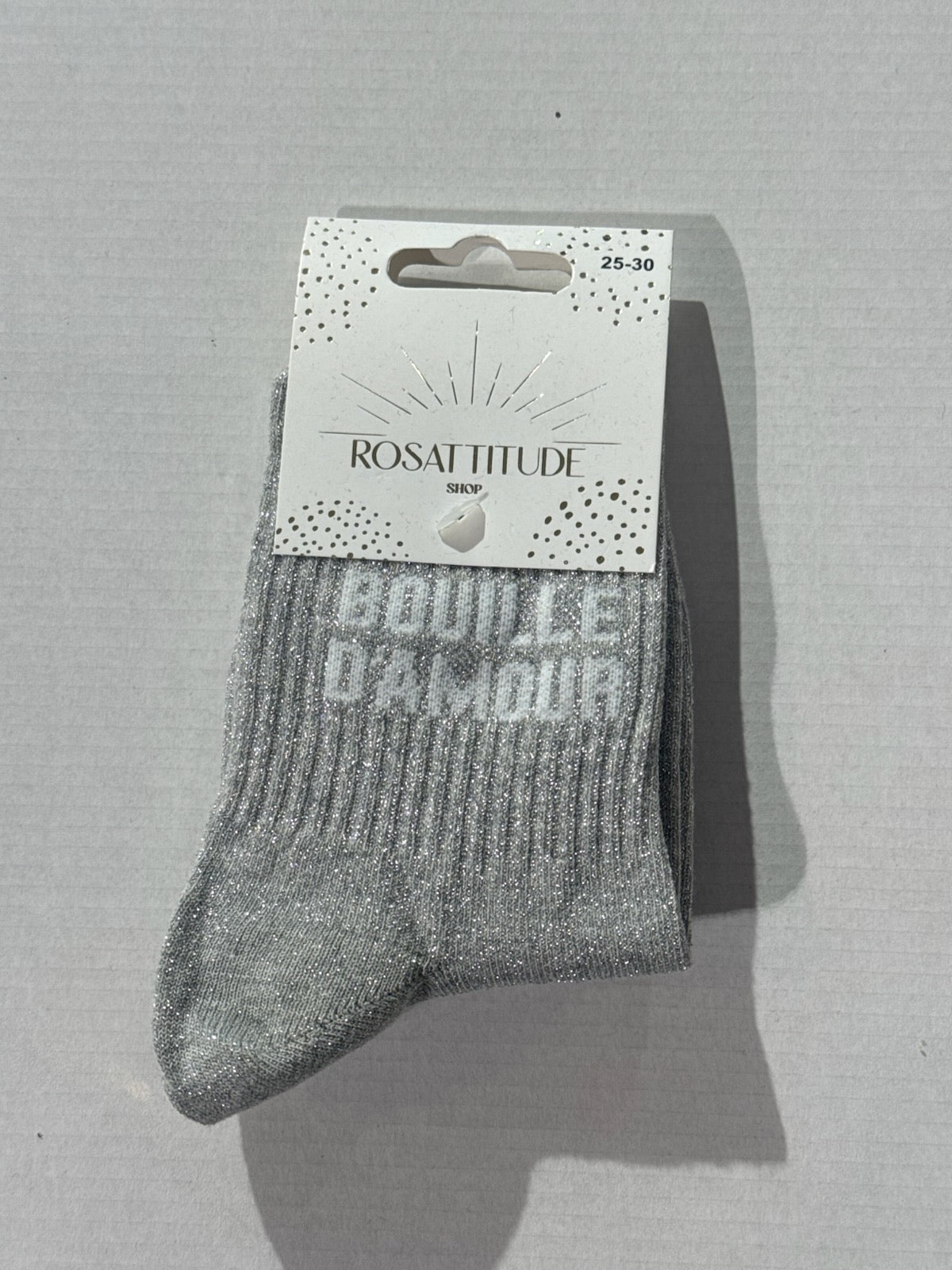 Chaussettes Gris Pailletée « Bouille d’amour »