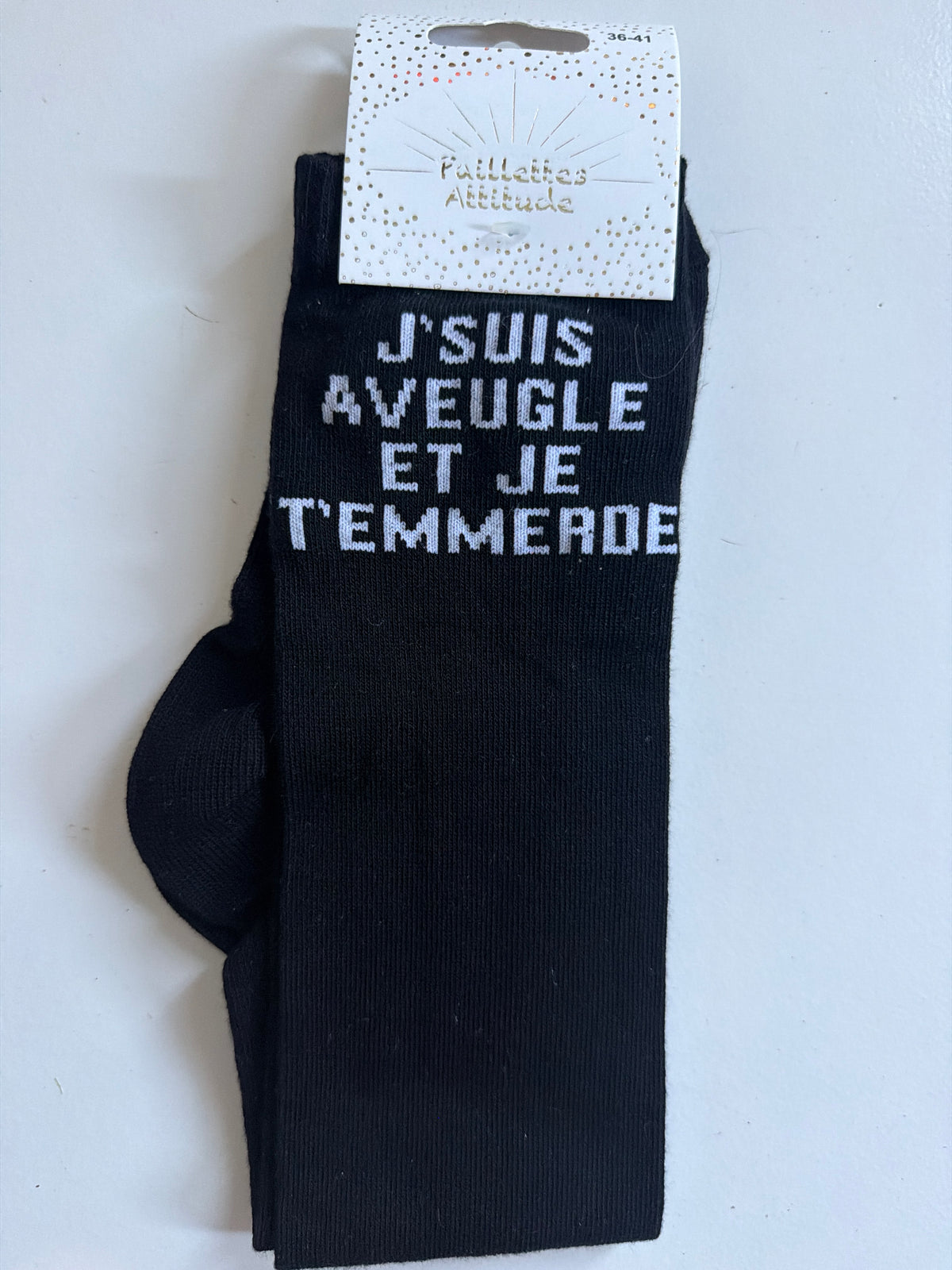 Chaussette équitation 36-41 J’ SUIS AVEUGLE ET JE T’EMMERDE