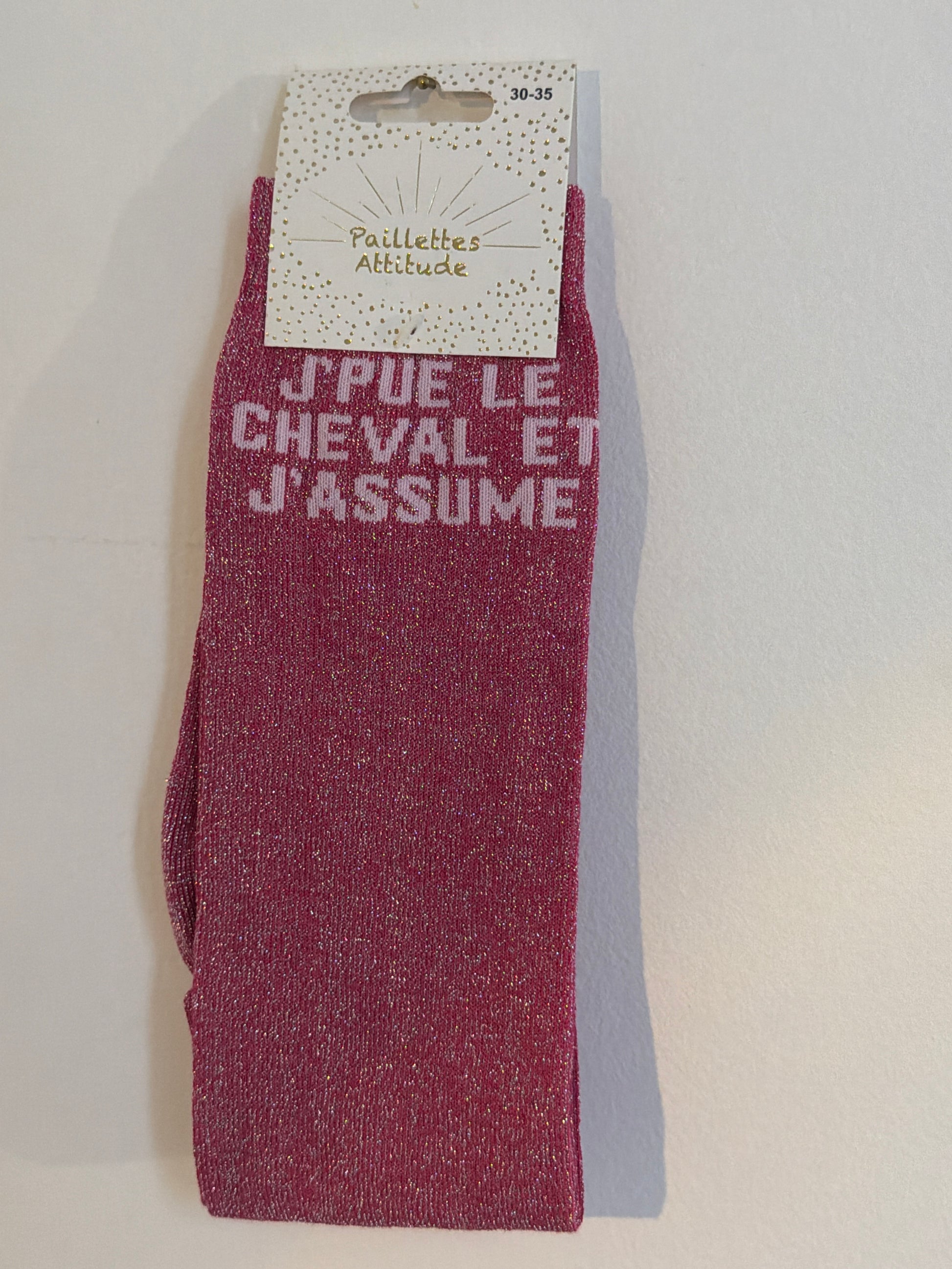 Chaussette pailletée équitation 30-35 J’PUE LE CHEVAL ET J’ASSUME