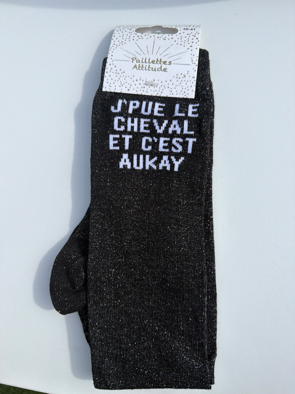 Chaussette équitation pailletée 36-41 J’PUE LE CHEVAL ET C’EST AUKAY