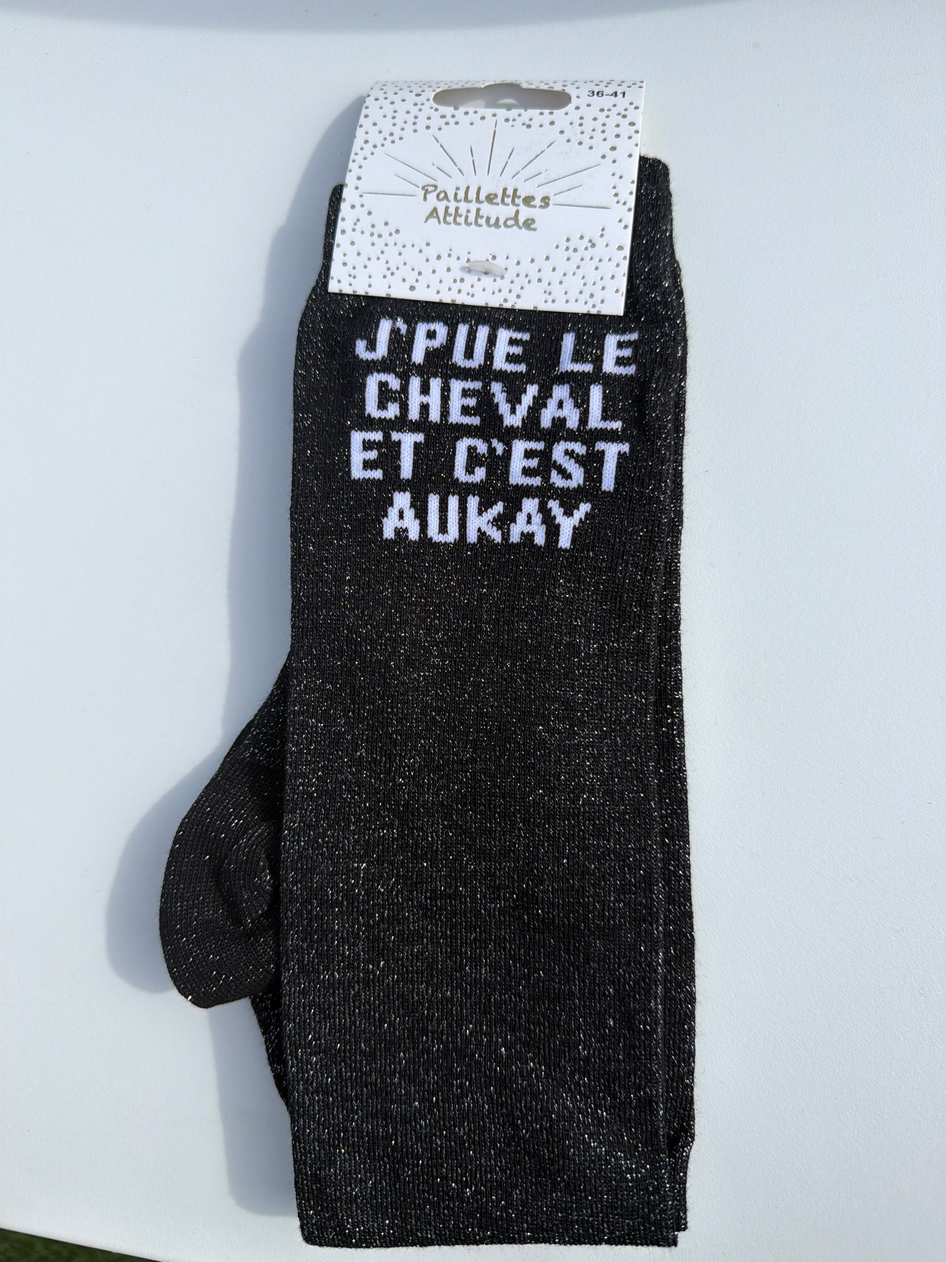 Chaussette équitation pailletée 36-41 J’PUE LE CHEVAL ET C’EST AUKAY