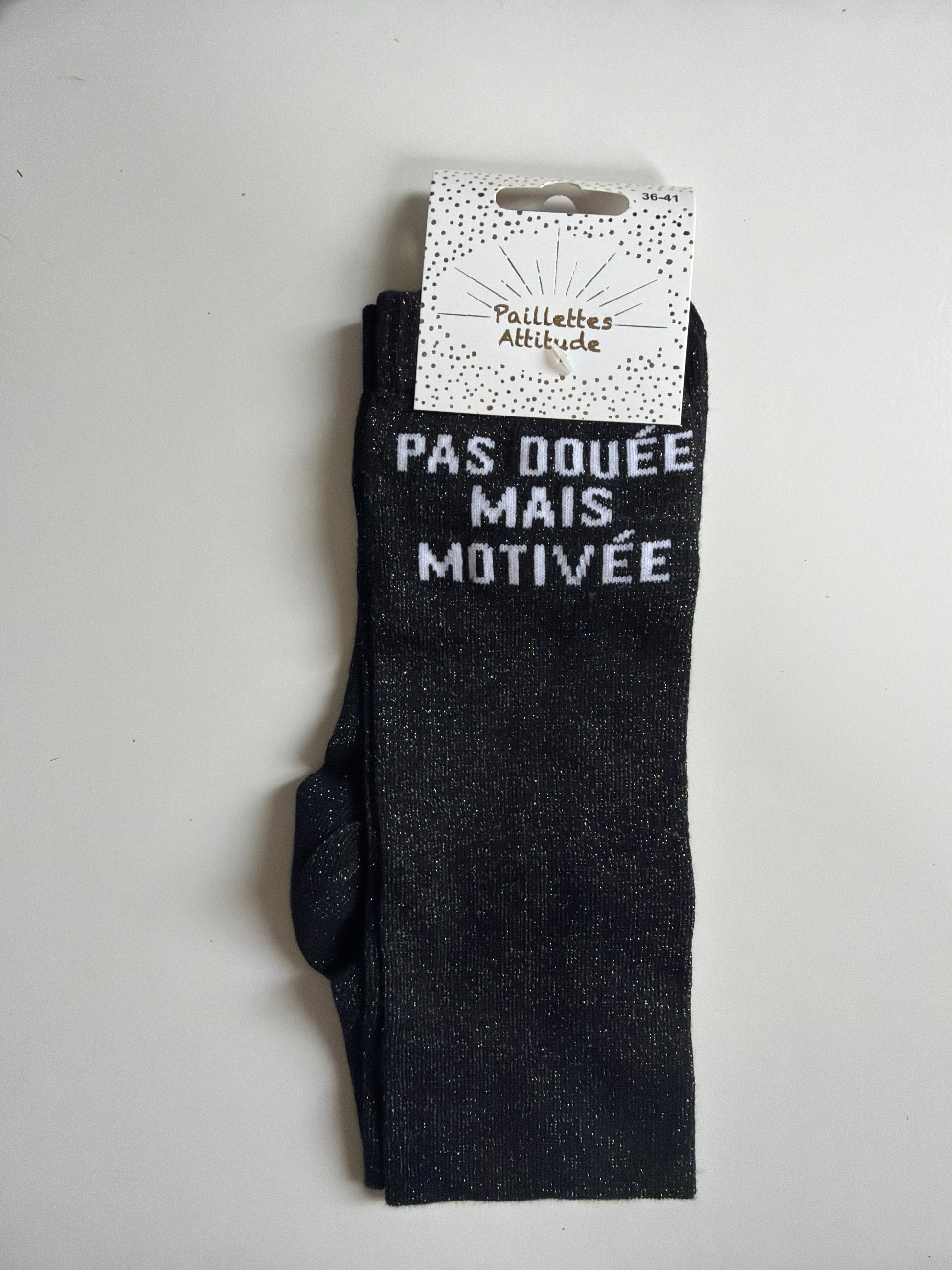Chaussette pailletée équitation 36-41  PAS DOUÉE MAIS MOTIVÉE 