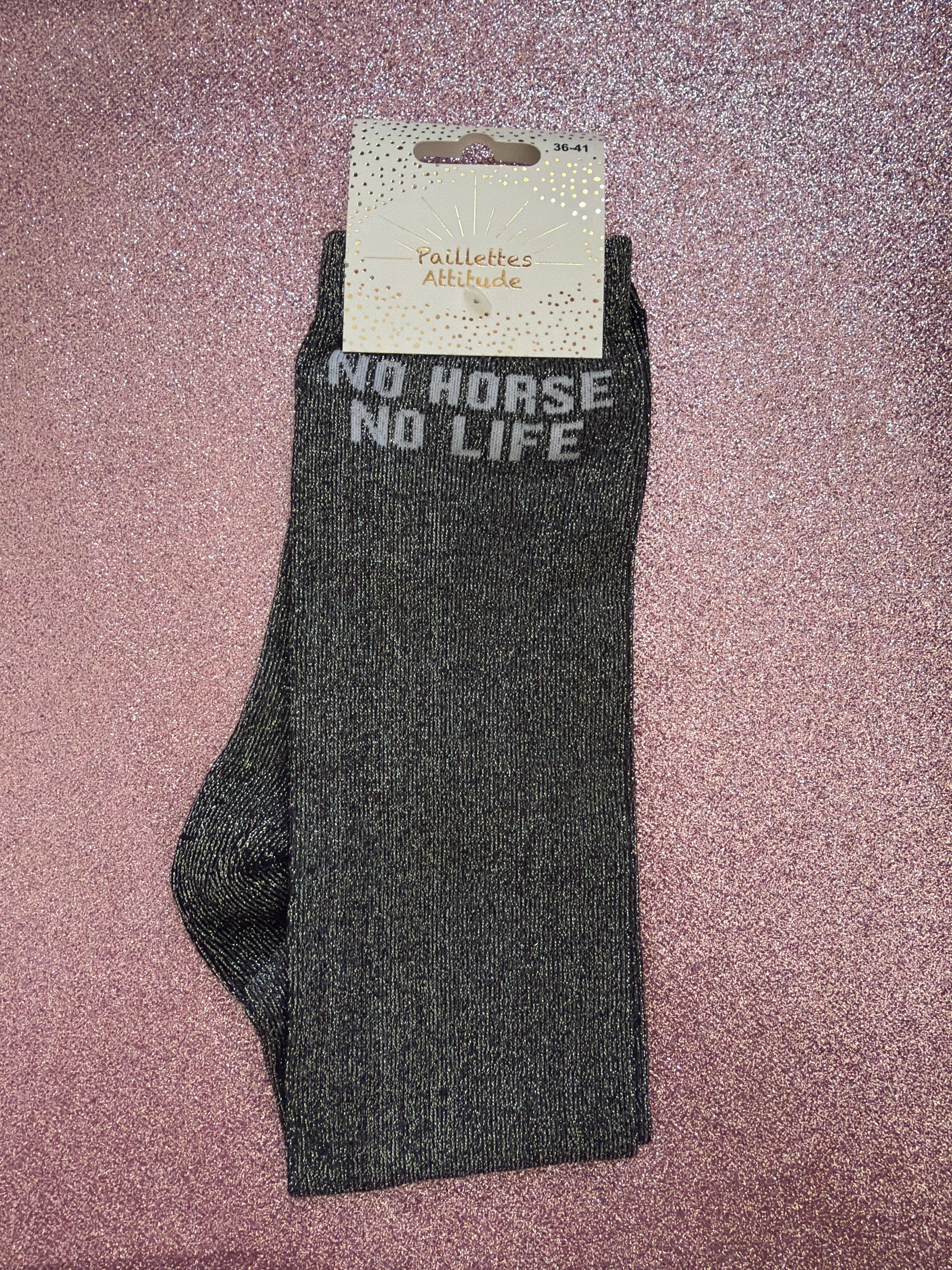 Chaussette pailletée équitation NO HORSE NO LIFE