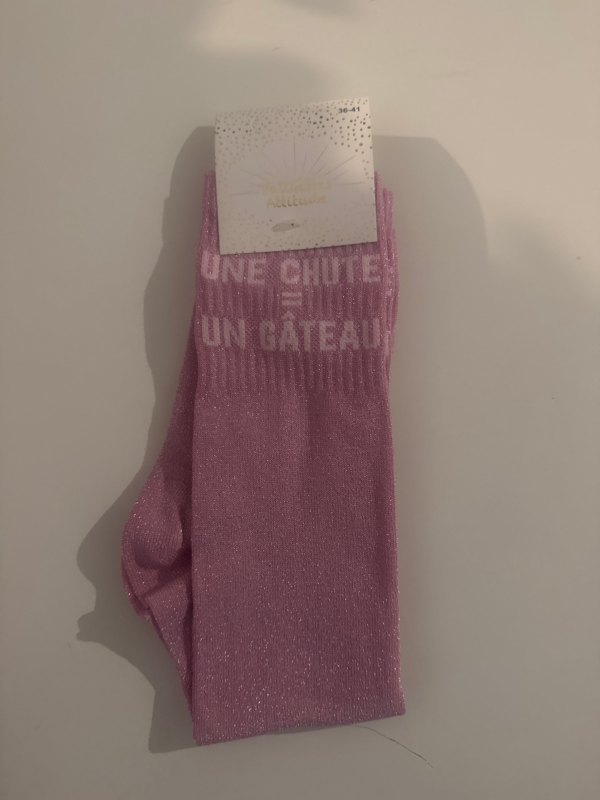 chaussette pailletée UNE CHUTE = UN GÂTEAU 36/41