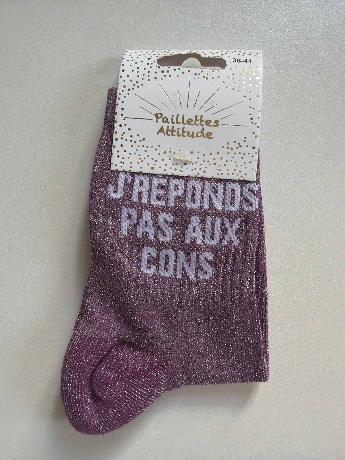 Chaussette de ville pailletée 36-41 J’RÉPONDS PAS AUX CONS