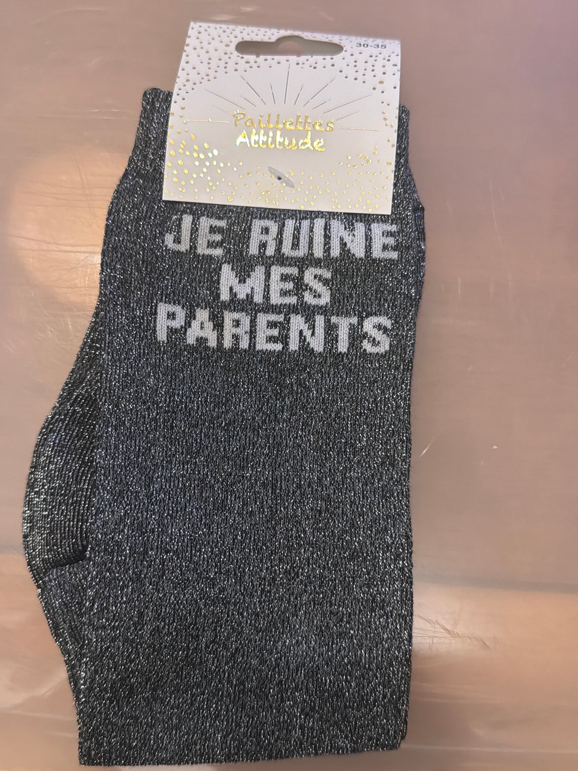 Chaussette pailletée JE RUINE MES PARENTS 30/35