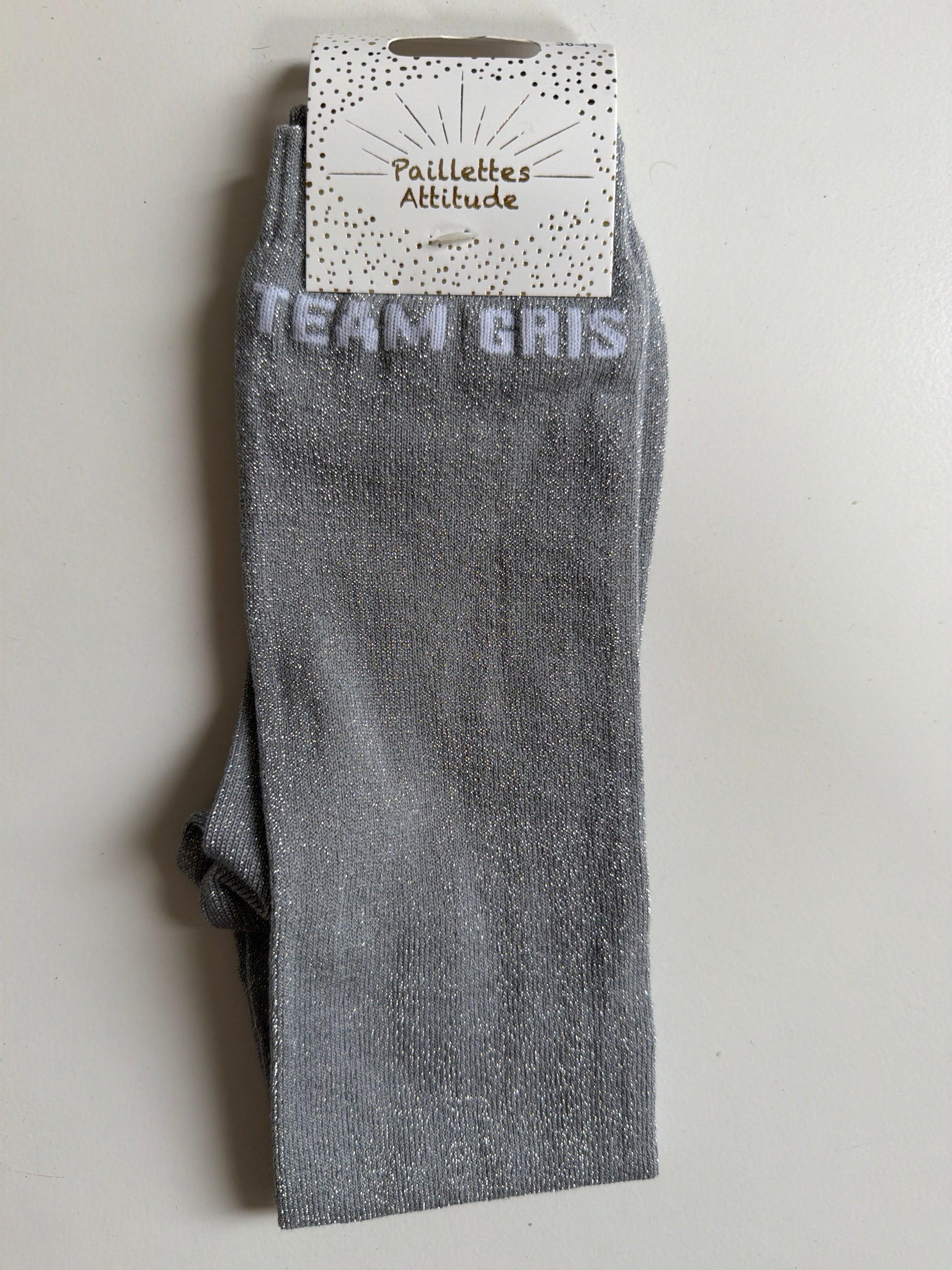 Chaussette équitation pailletée 36-41 TEAM GRIS
