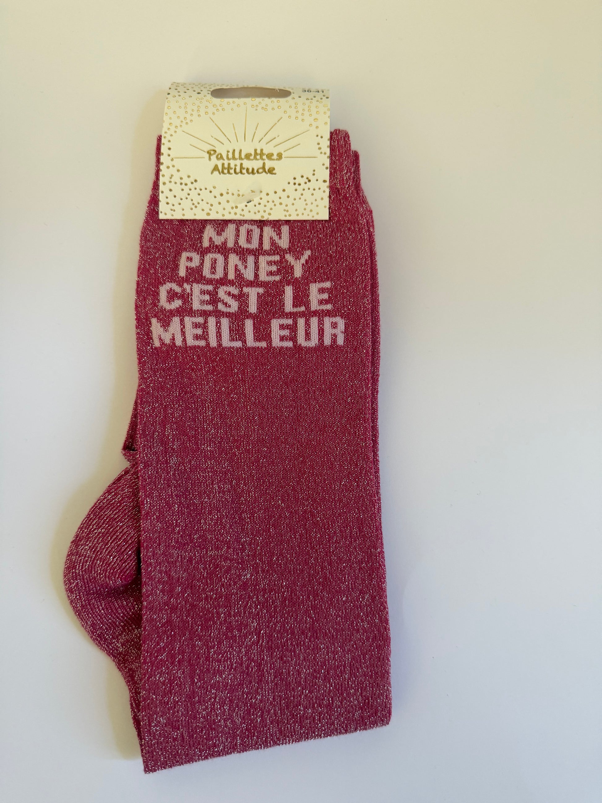 Chaussette pailletée équitation 36-41 MON PONEY C’EST LE MEILLEUR 