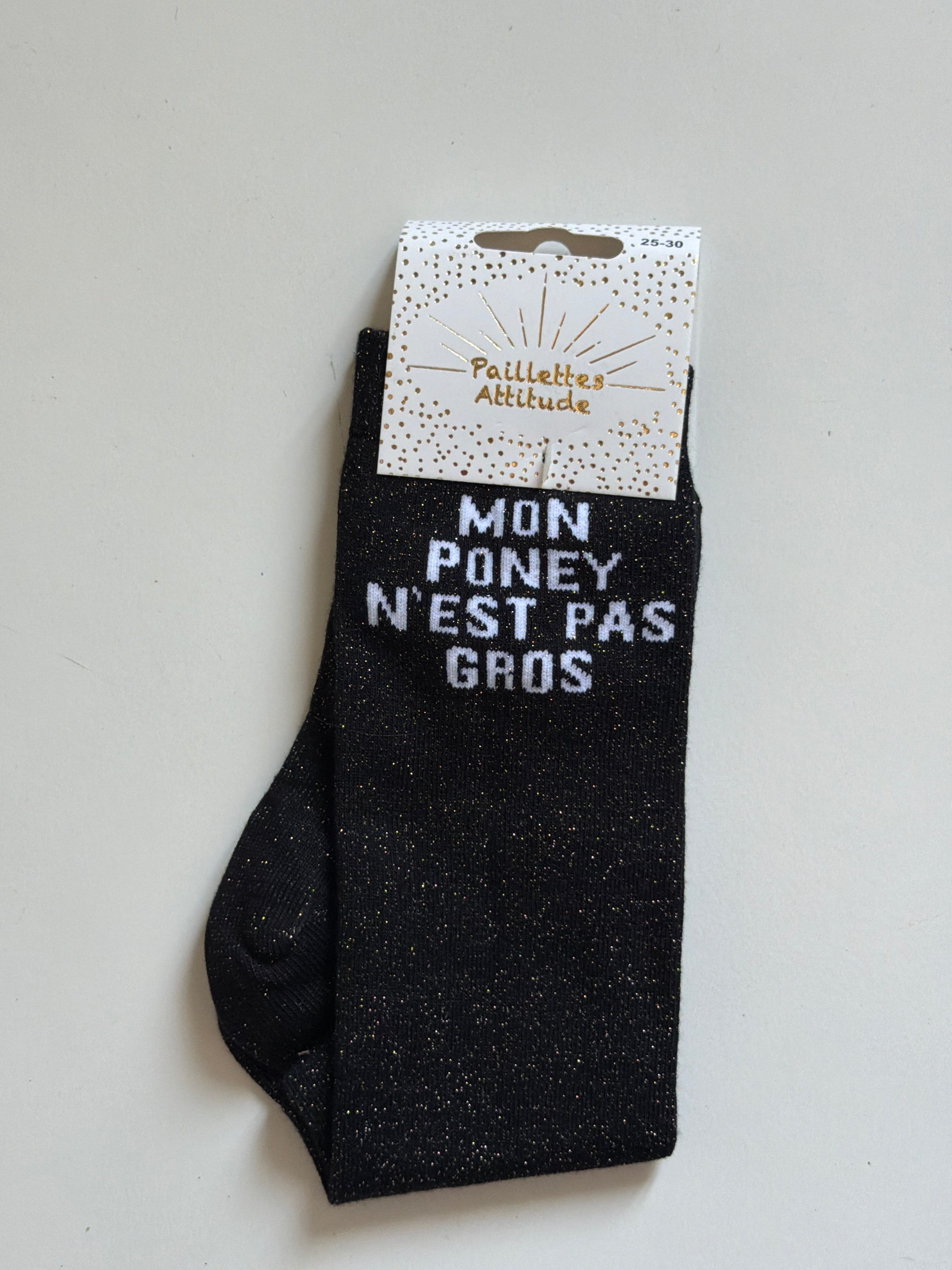 Chaussette pailletée équitation 25-30 MON PONEY N’EST PAS GROS
