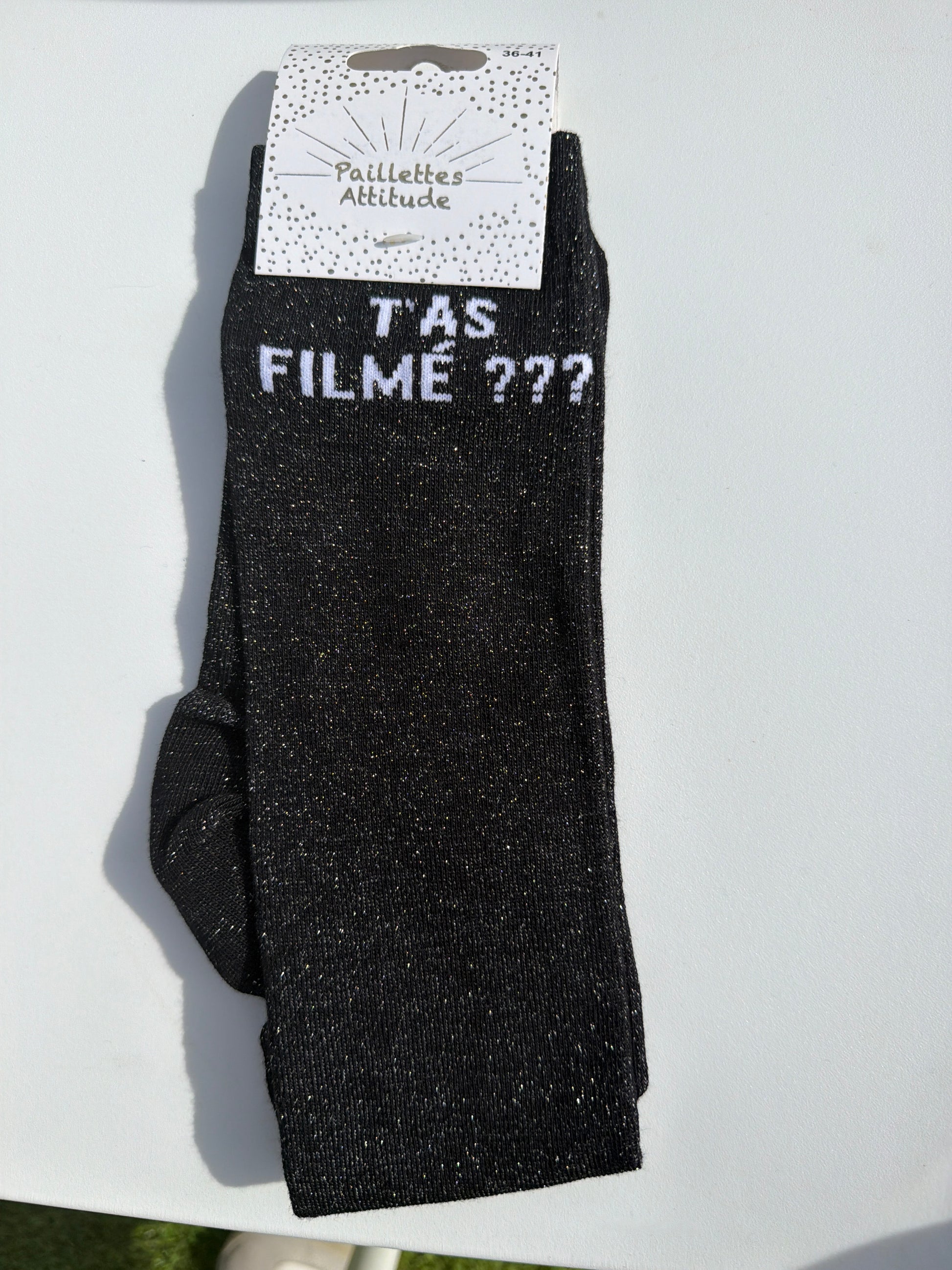 Chaussette pailletée équitation 36-41  T’AS FILMÉ ???
