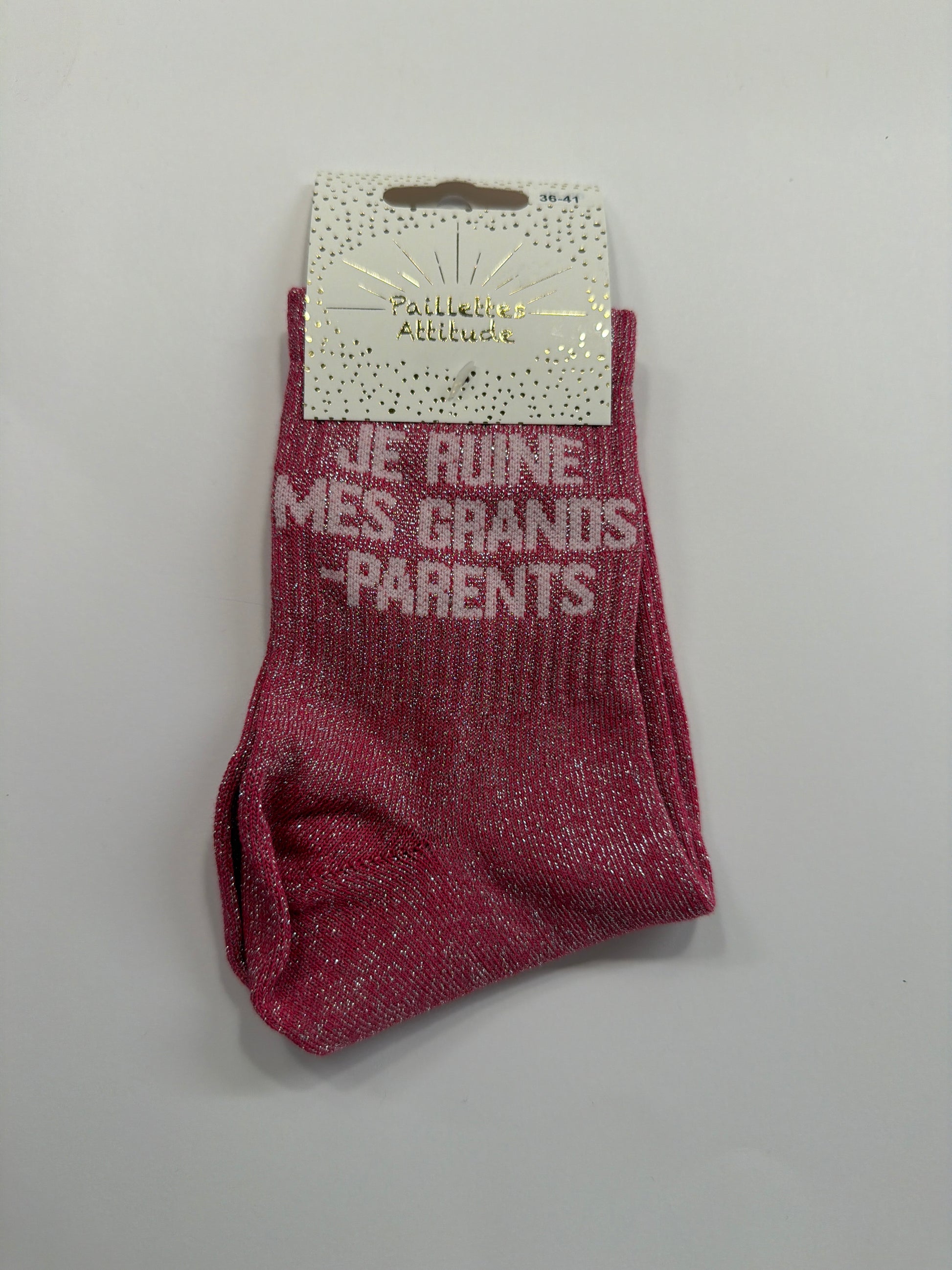 Chaussette de ville pailletée 36-41  JE RUINE MES GRANDS PARENTS