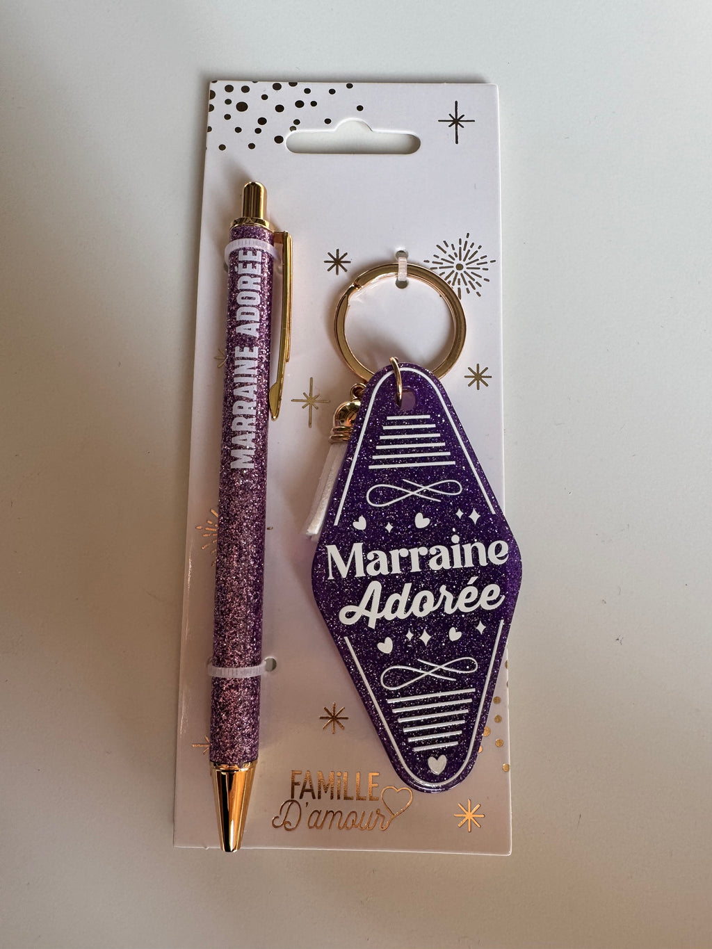 ✨ Duo Paillettes – Stylo & Porte-Clés ✨