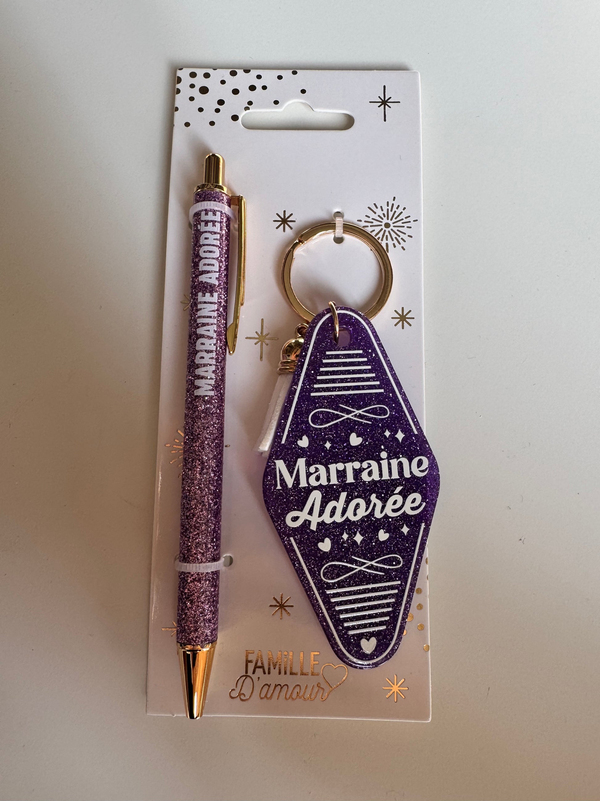 ✨ Duo Paillettes – Stylo & Porte-Clés ✨