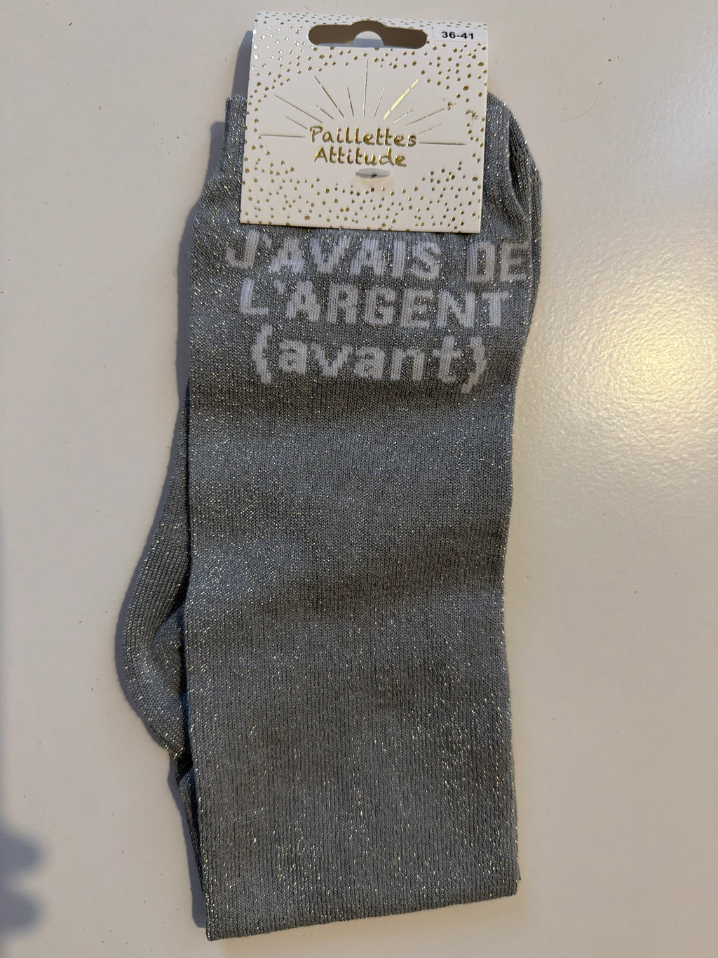Chaussette équitation pailletée 36-41 J’AVAIS DE L’ARGENT(avant)