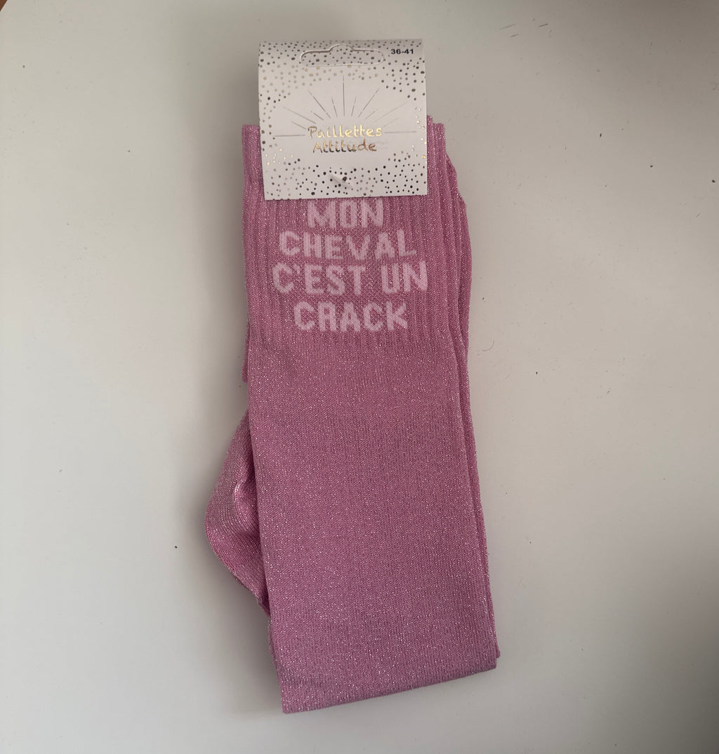 chaussette pailletée MON CHEVAL C’EST UN CRACK 36/41