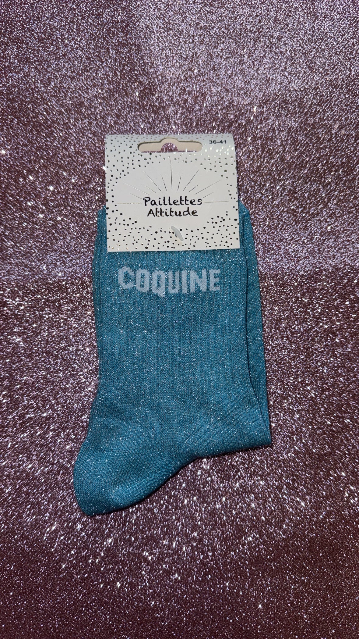 Chaussette pailletée de ville 36/41 « coquine »