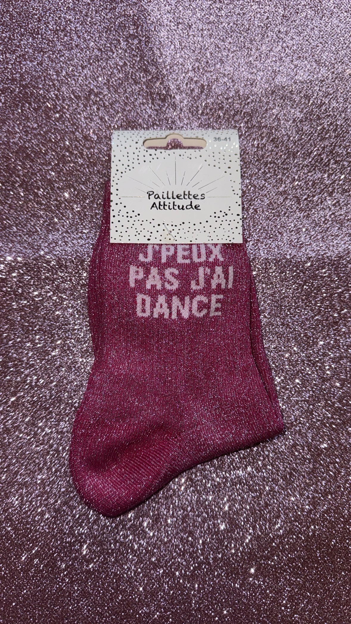Chaussettes pailletée de ville 36/41 « j’peux pas j’ai dance »