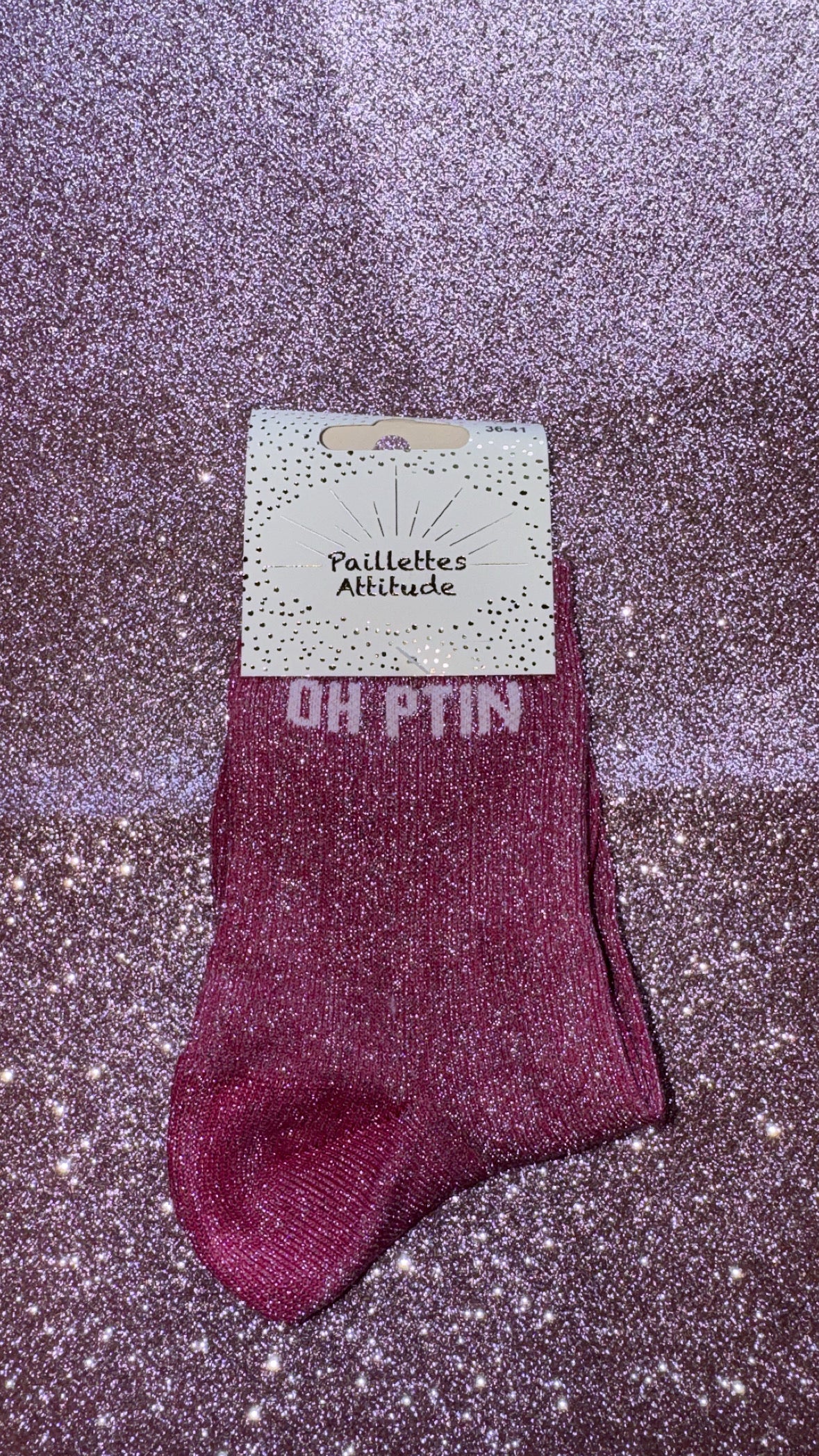 Chaussettes pailletée de ville 36/41 « Oh ptin »