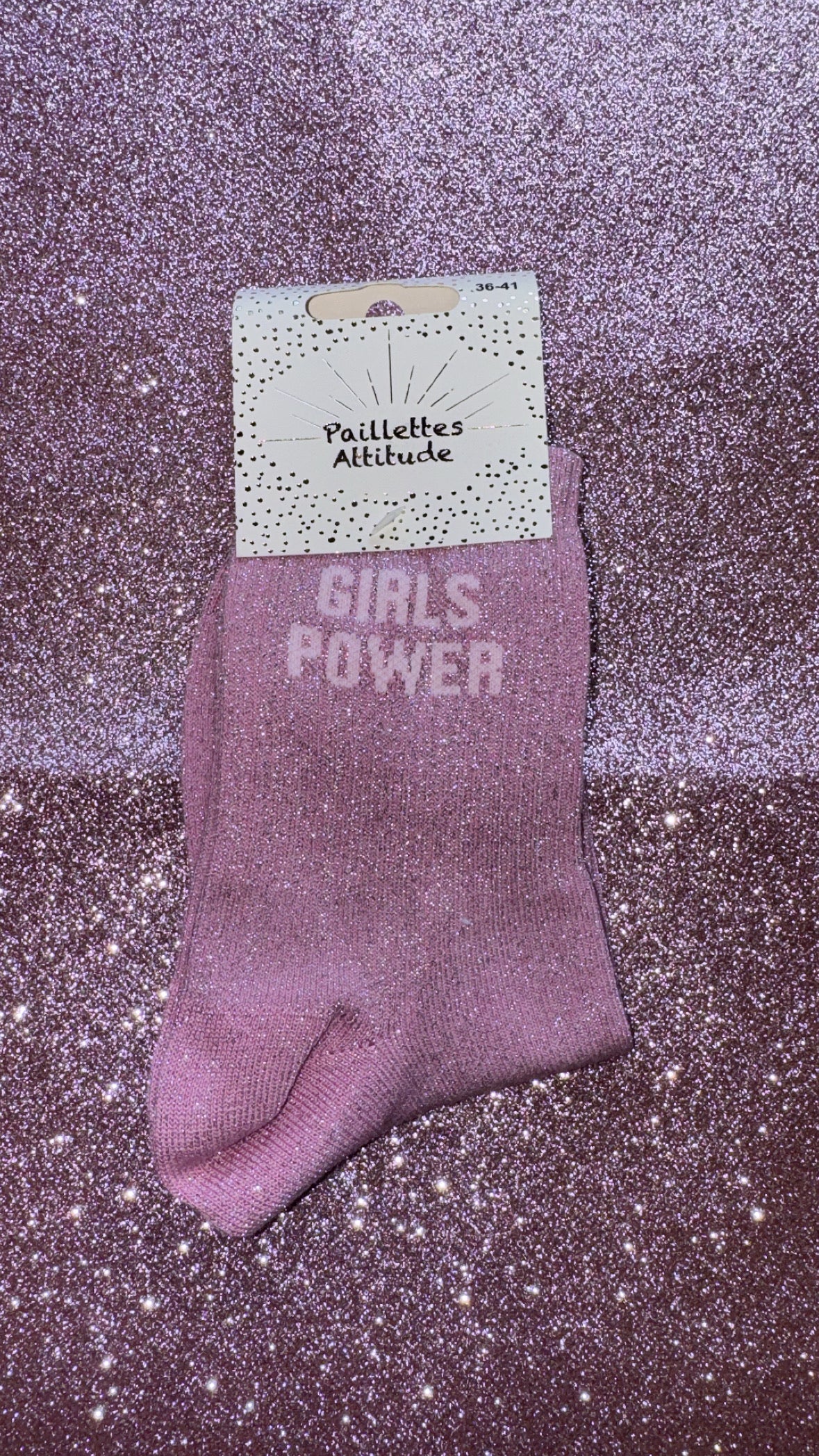 Chaussettes pailletée de ville 36/41 « Girls power »