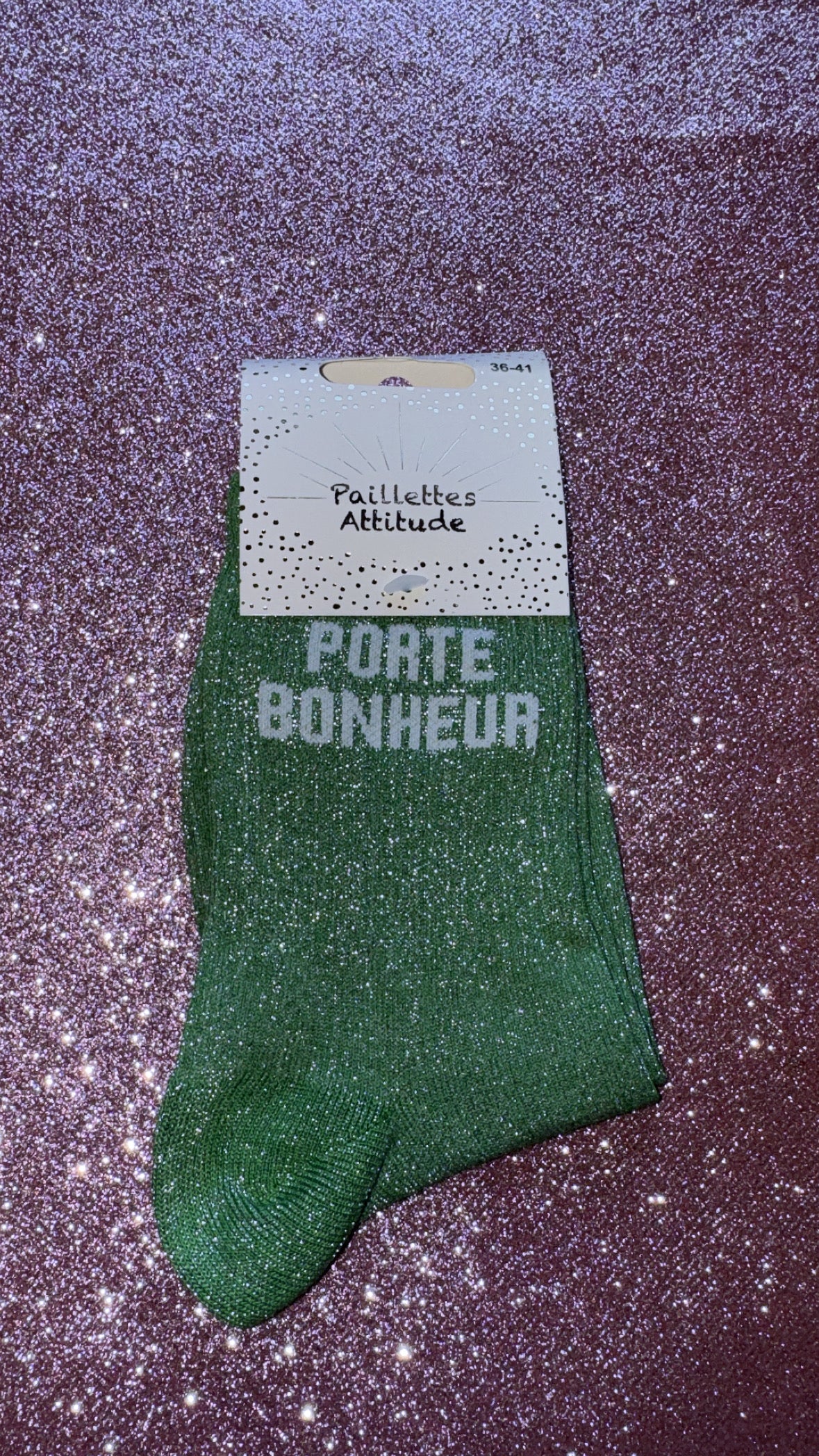 Chaussettes de ville pailletée 36/41 « Porte bonheur »