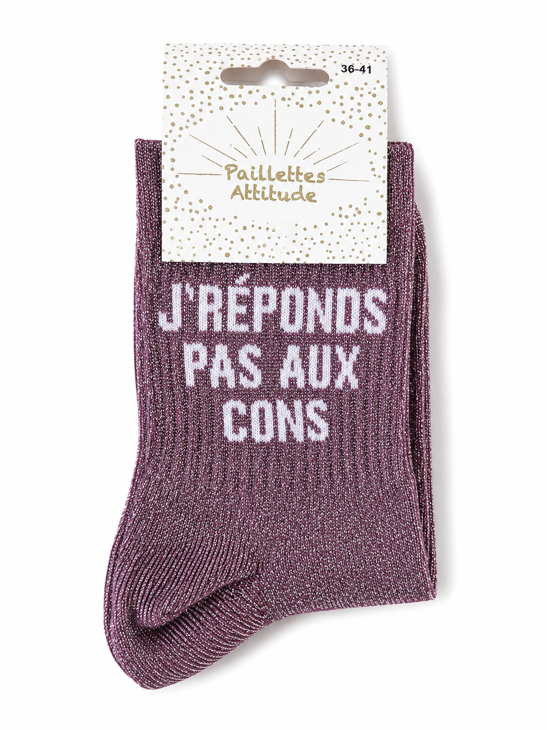 Chaussette de ville pailletée 36-41 J’RÉPONDS PAS AUX CONS
