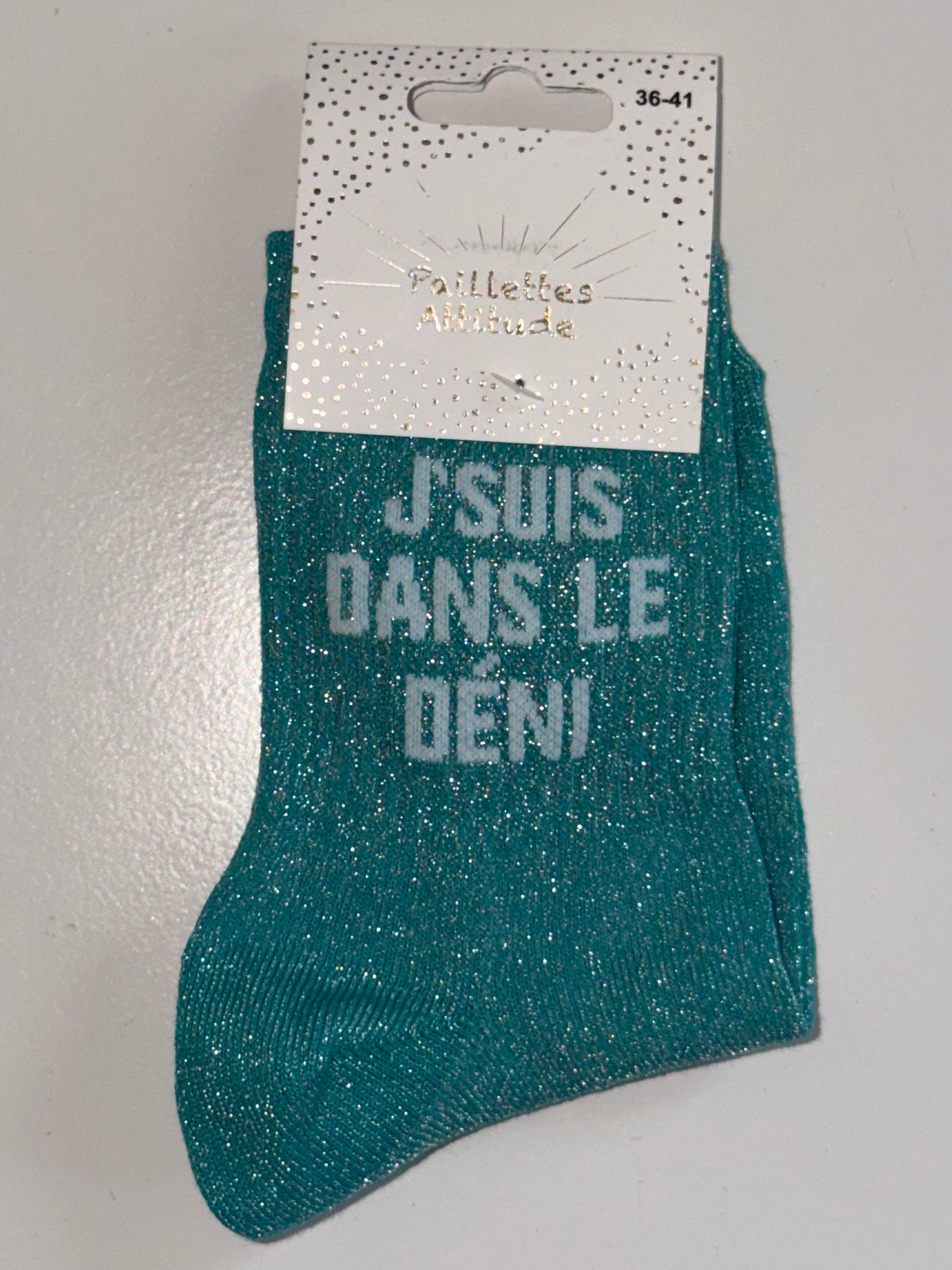 Chaussette de ville pailletée 36-41 JE SUIS DANS LE DÉNI