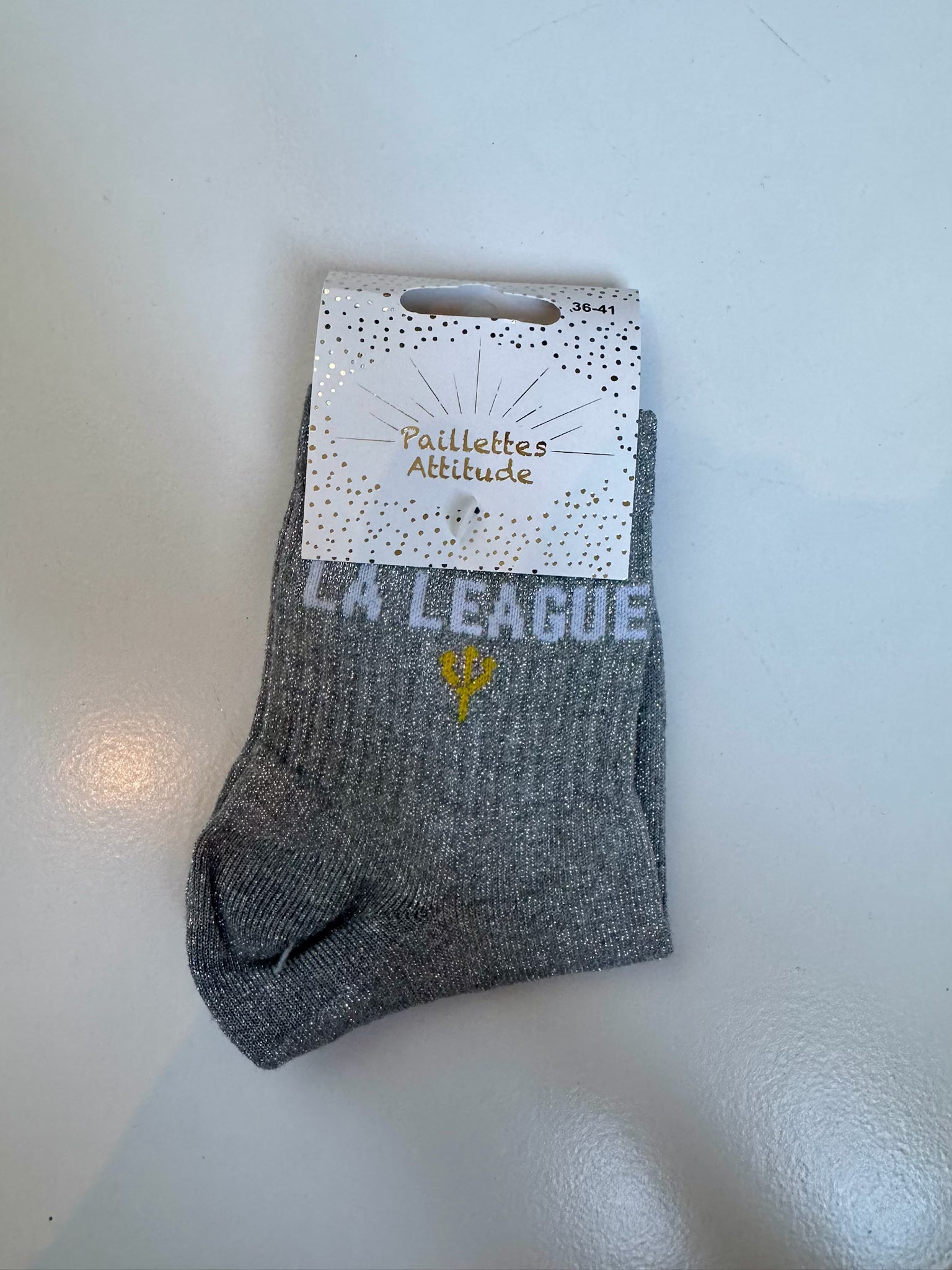 Chaussettes Grises Pailletée « La League  »