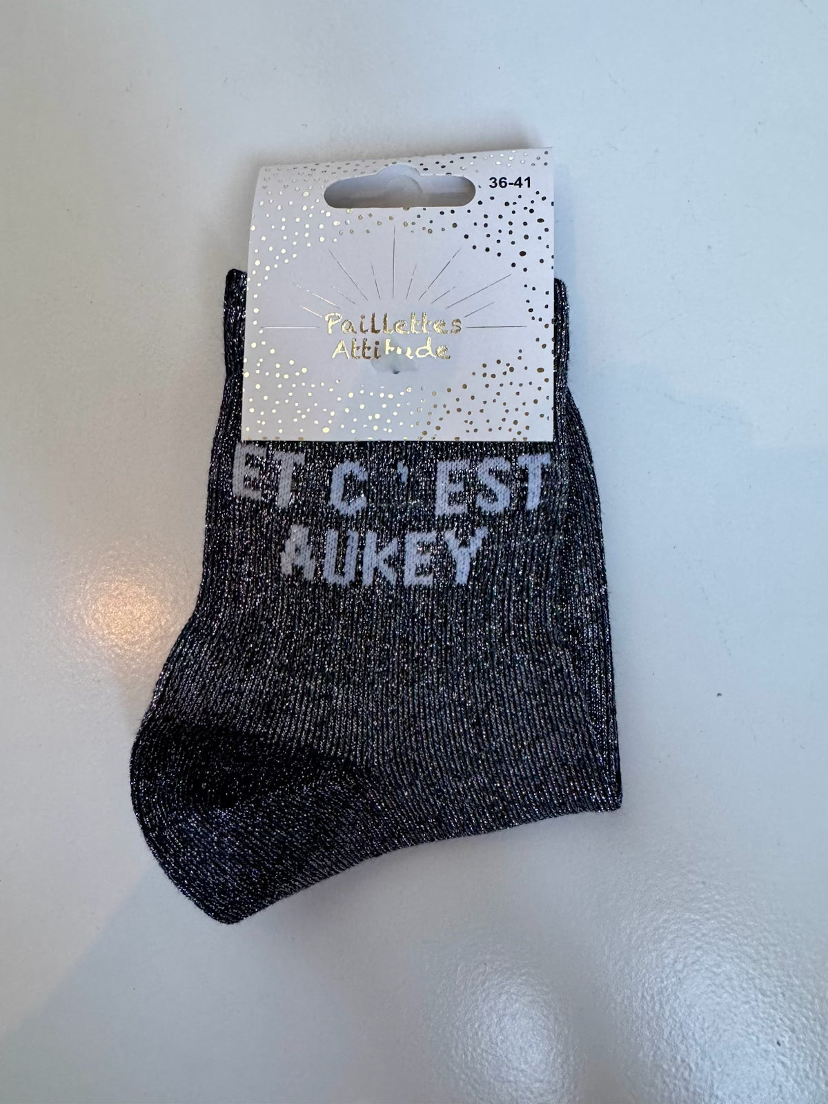 Chaussettes Noir Pailletée « Et c’est Aukay  »